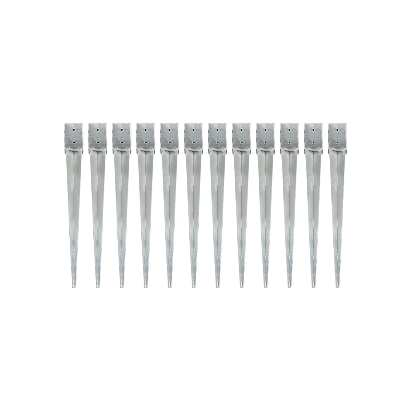 Piquets au sol 12 pcs Argenté 10x10x91 cm Acier galvanisé
