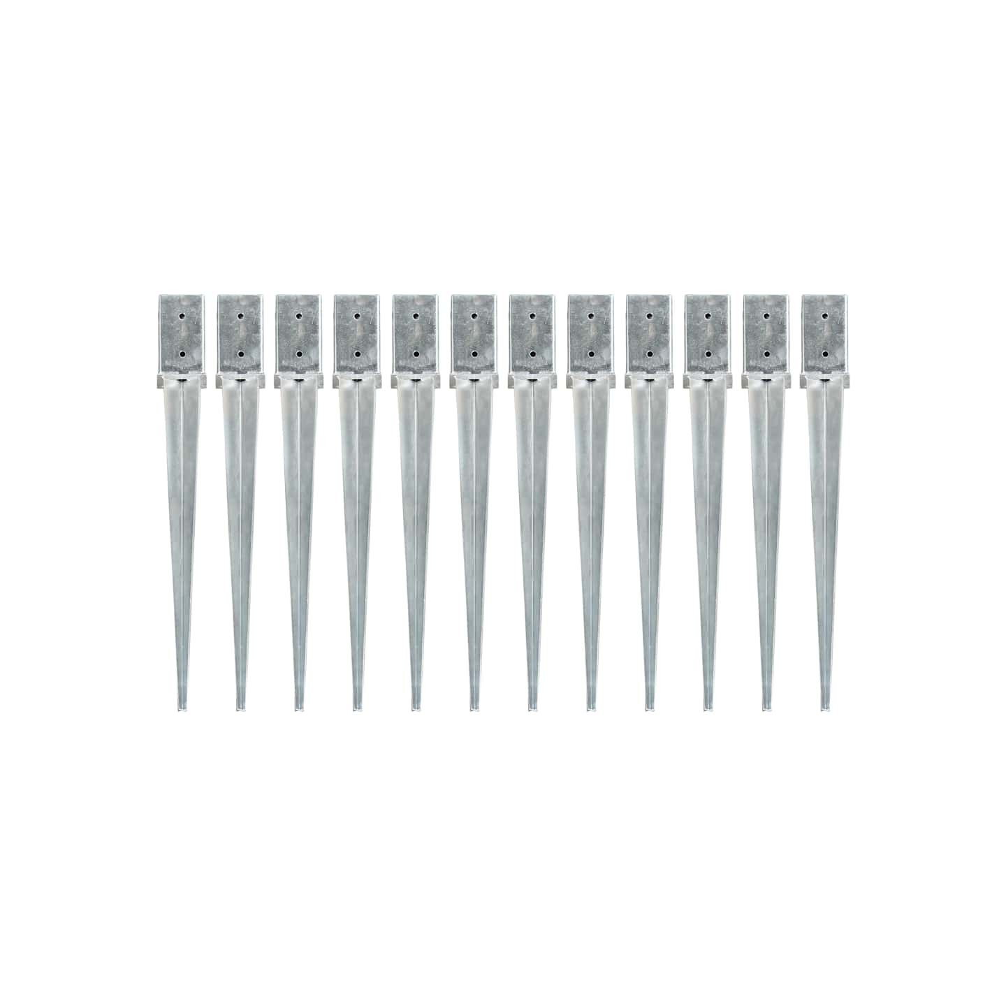 Piquets au sol 12 pcs Argenté 8x8x76 cm Acier galvanisé