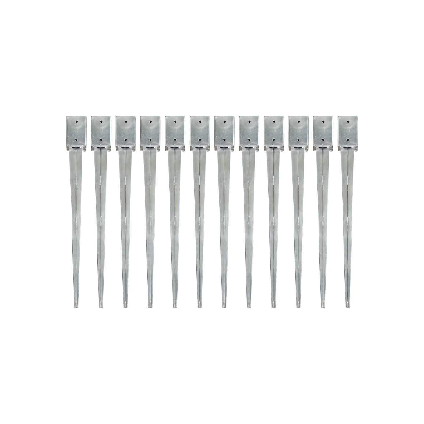 Piquets au sol 12 pcs Argenté 9x9x90 cm Acier galvanisé