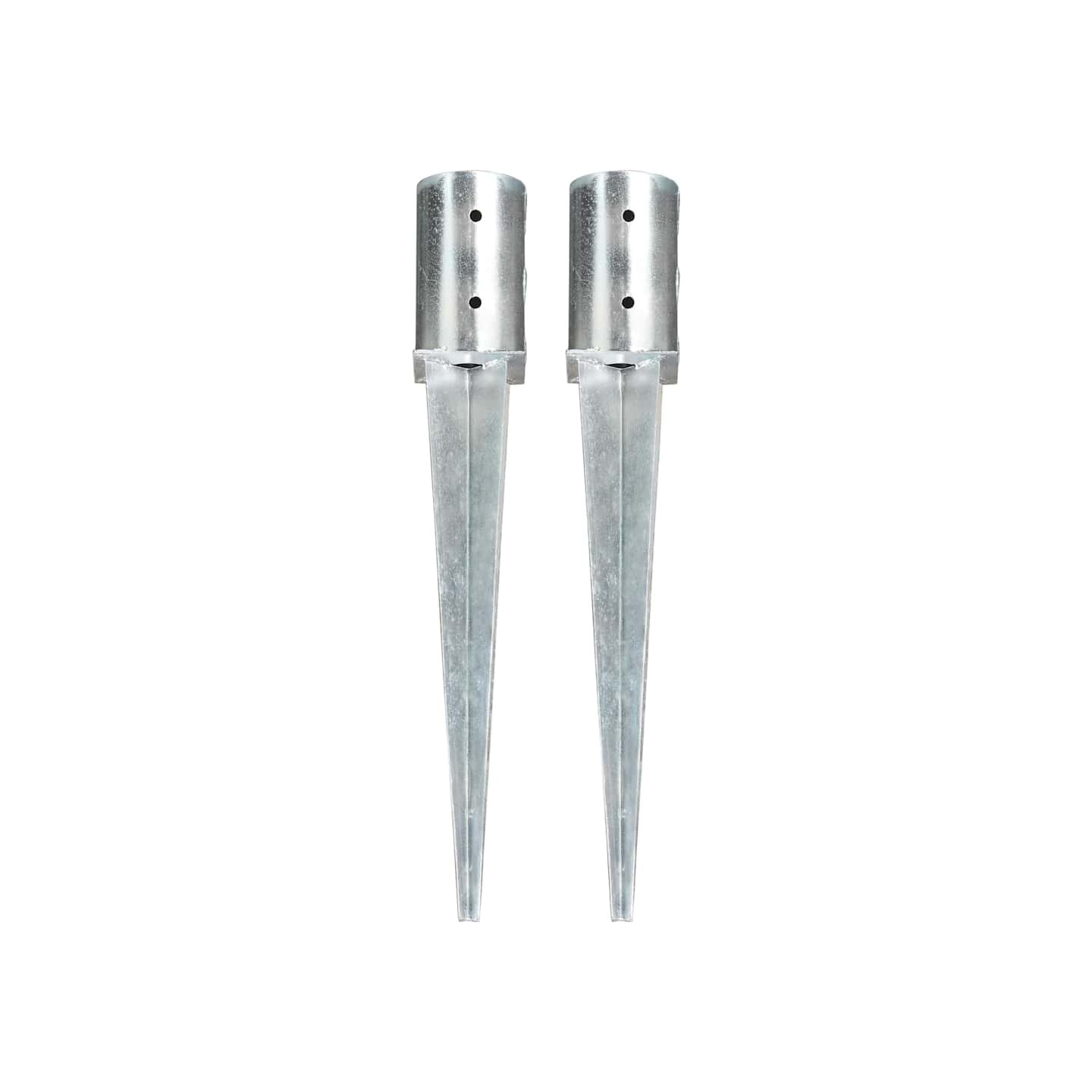 Piquets au sol 2 pcs Argenté 8x61 cm Acier galvanisé