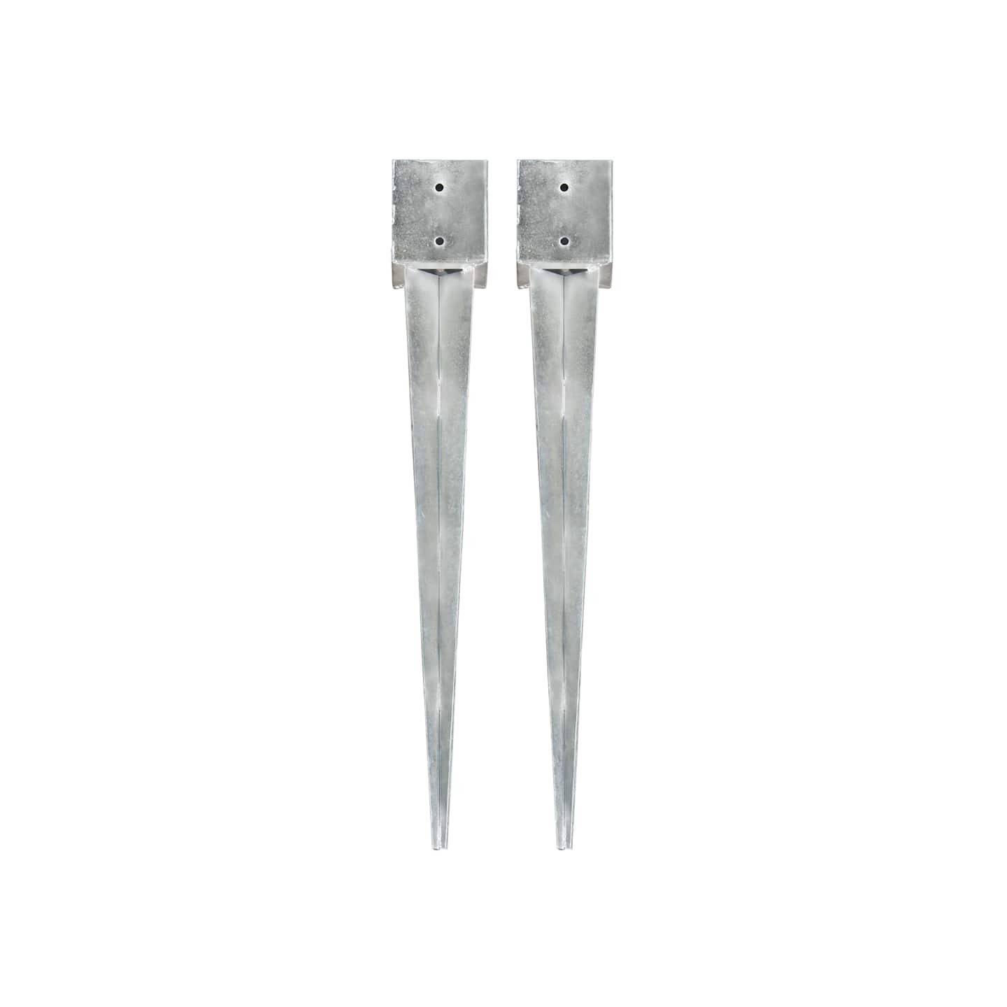 Piquets au sol 2 pcs Argenté 12x12x89 cm Acier galvanisé