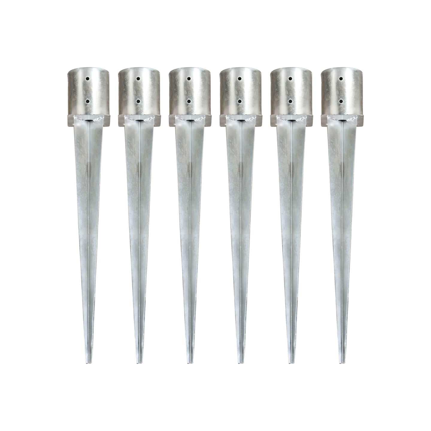 Piquets au sol 6 pcs Argenté 12x91 cm Acier galvanisé