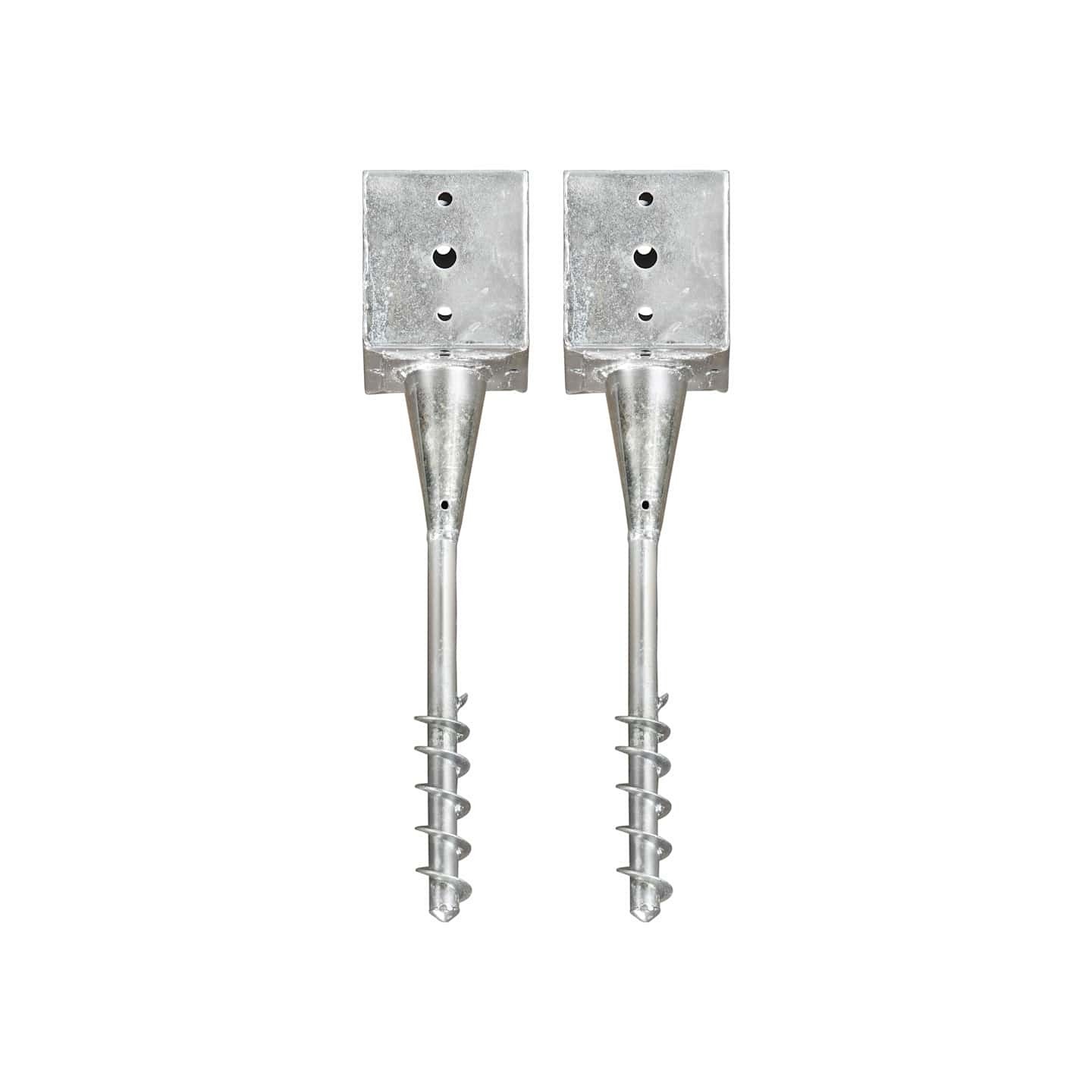 Piquets au sol 2 pcs Argenté 12x12x56 cm Acier galvanisé