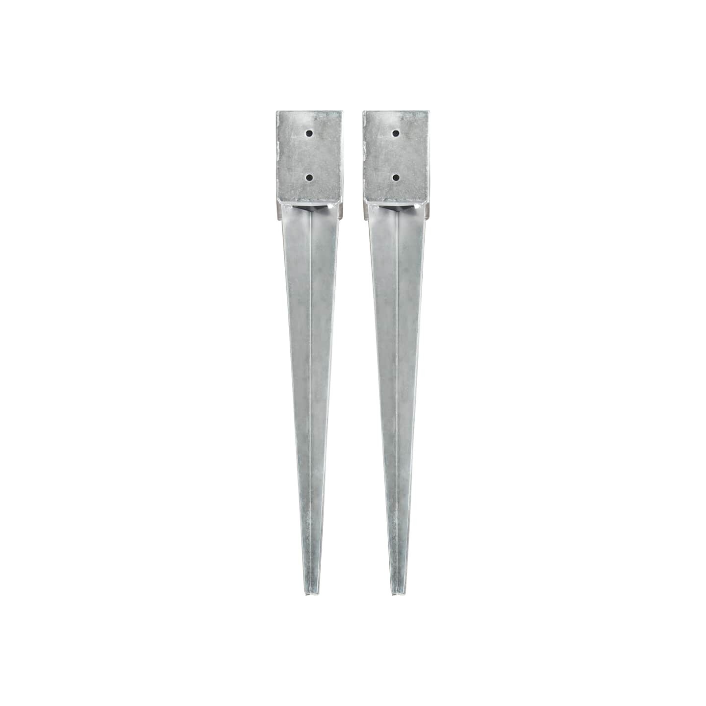 Piquets au sol 2 pcs Argenté 10x10x76 cm Acier galvanisé
