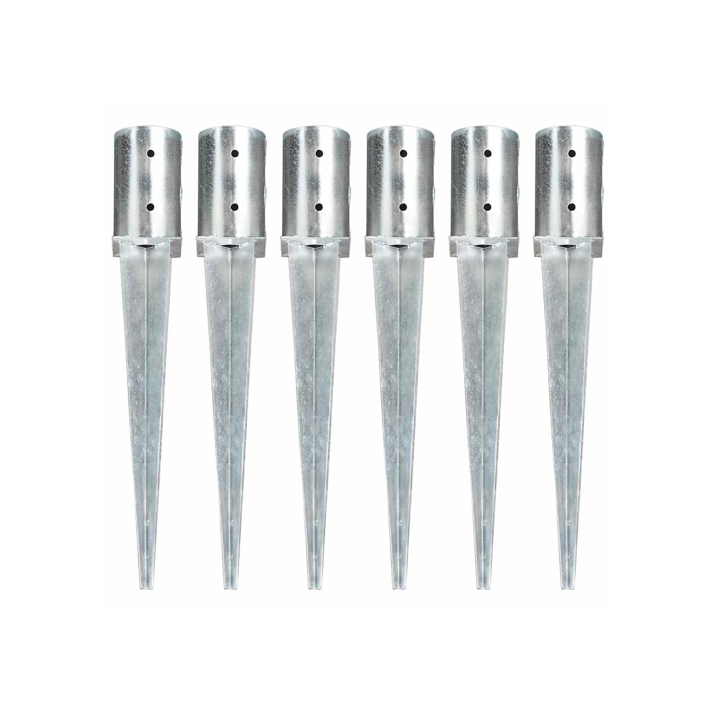 Piquets au sol 6 pcs Argenté 8x61 cm Acier galvanisé
