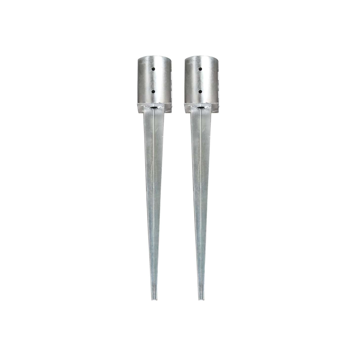 Piquets au sol 2 pcs Argenté 10x76 cm Acier galvanisé