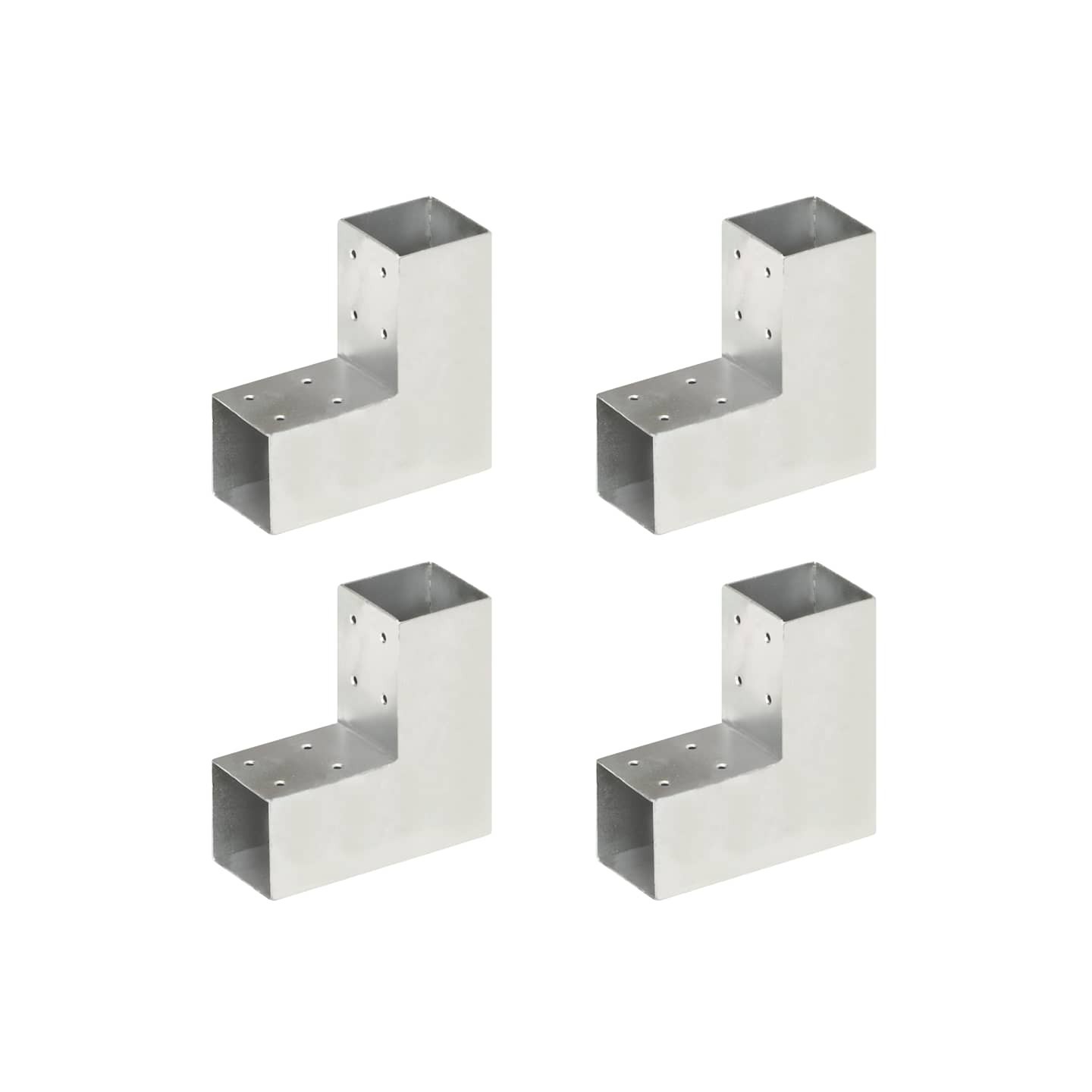 Connecteurs de poteau 4 pcs Forme en L Métal galvanisé 71x71 mm