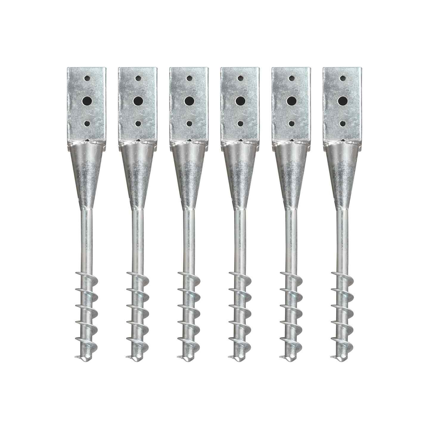 Piquets au sol 6 pcs Argenté 7x7x56 cm Acier galvanisé