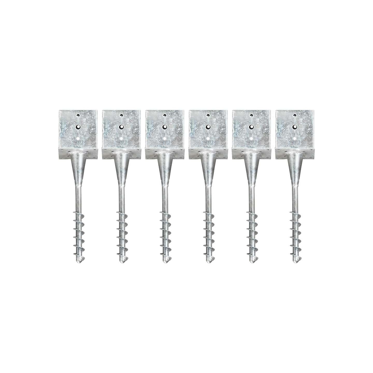 Piquets au sol 6 pcs Argenté 14x14x58 cm Acier galvanisé