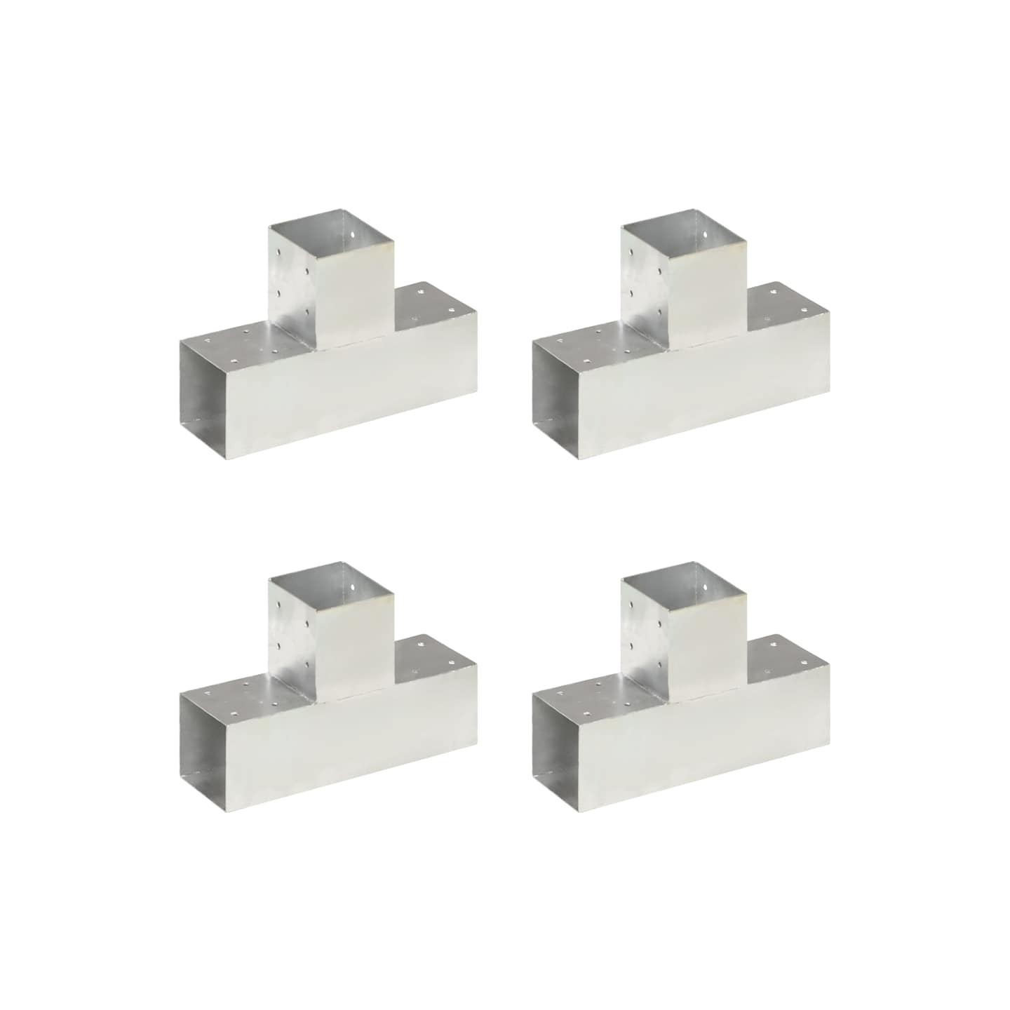 Connecteurs de poteau 4 pcs Forme en T Métal galvanisé 91x91 mm