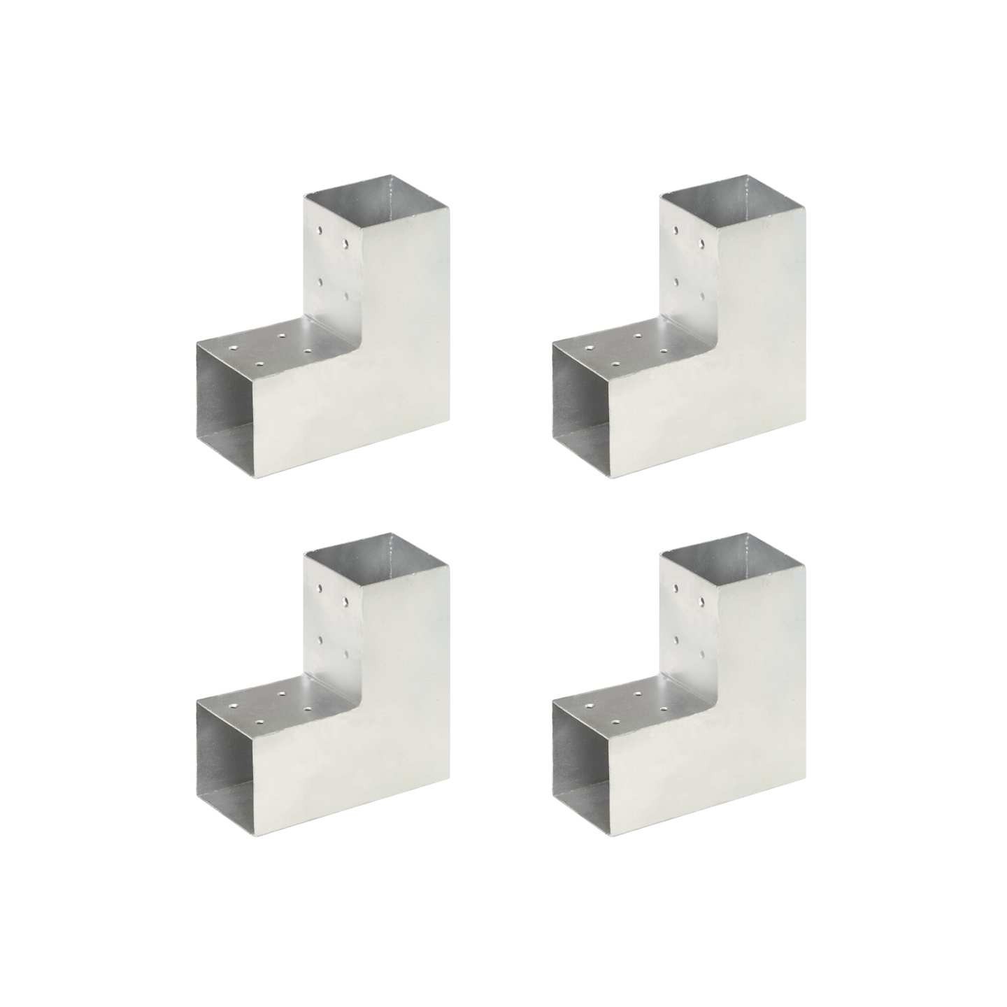 Connecteurs de poteau 4 pcs Forme en L Métal galvanisé 81x81 mm