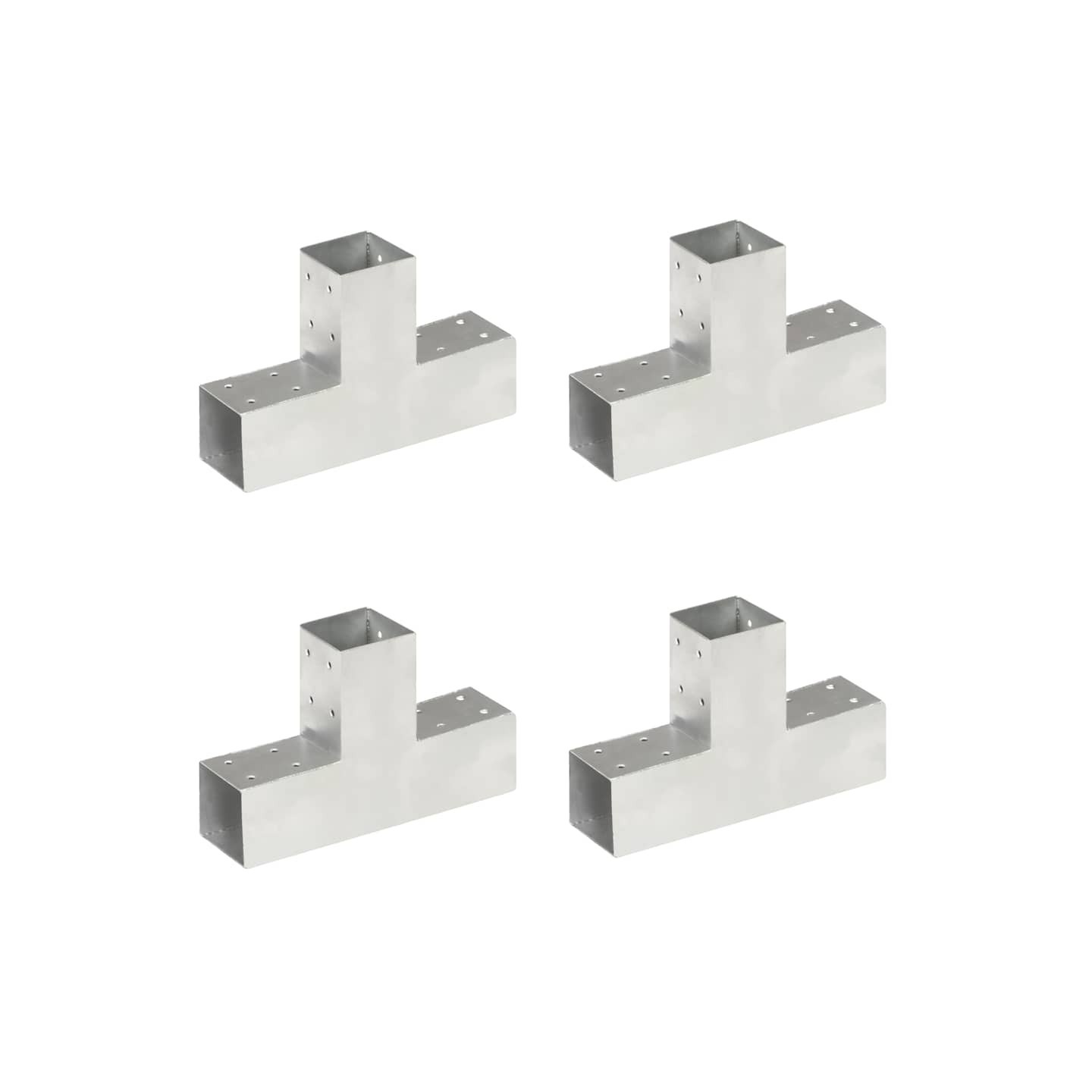 Connecteurs de poteau 4 pcs Forme en T Métal galvanisé 71x71 mm
