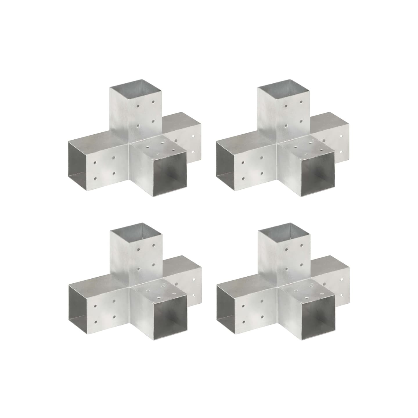 Connecteurs de poteau 4 pcs Forme en X Métal galvanisé 81x81 mm