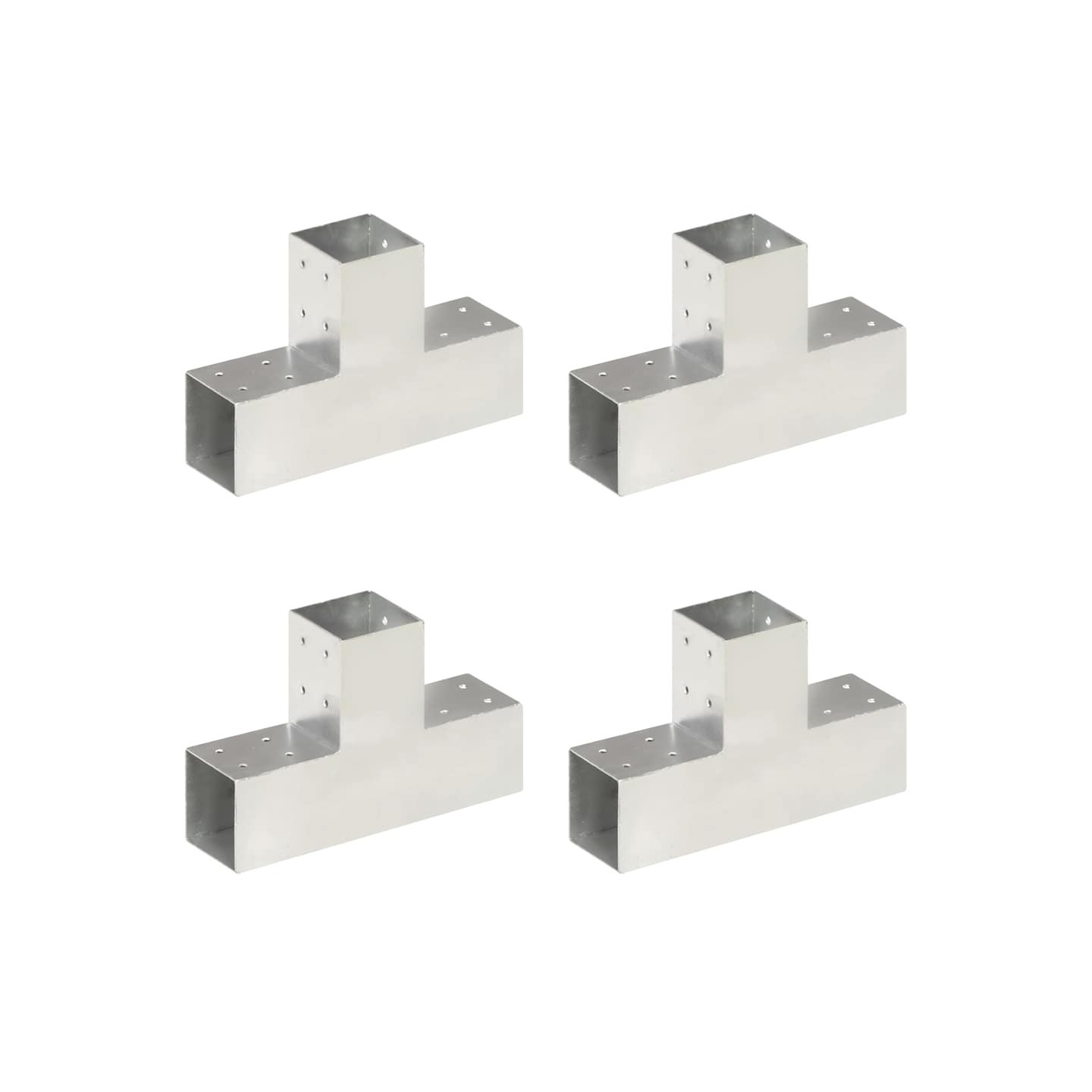 Connecteurs de poteau 4 pcs Forme en T Métal galvanisé 81x81 mm