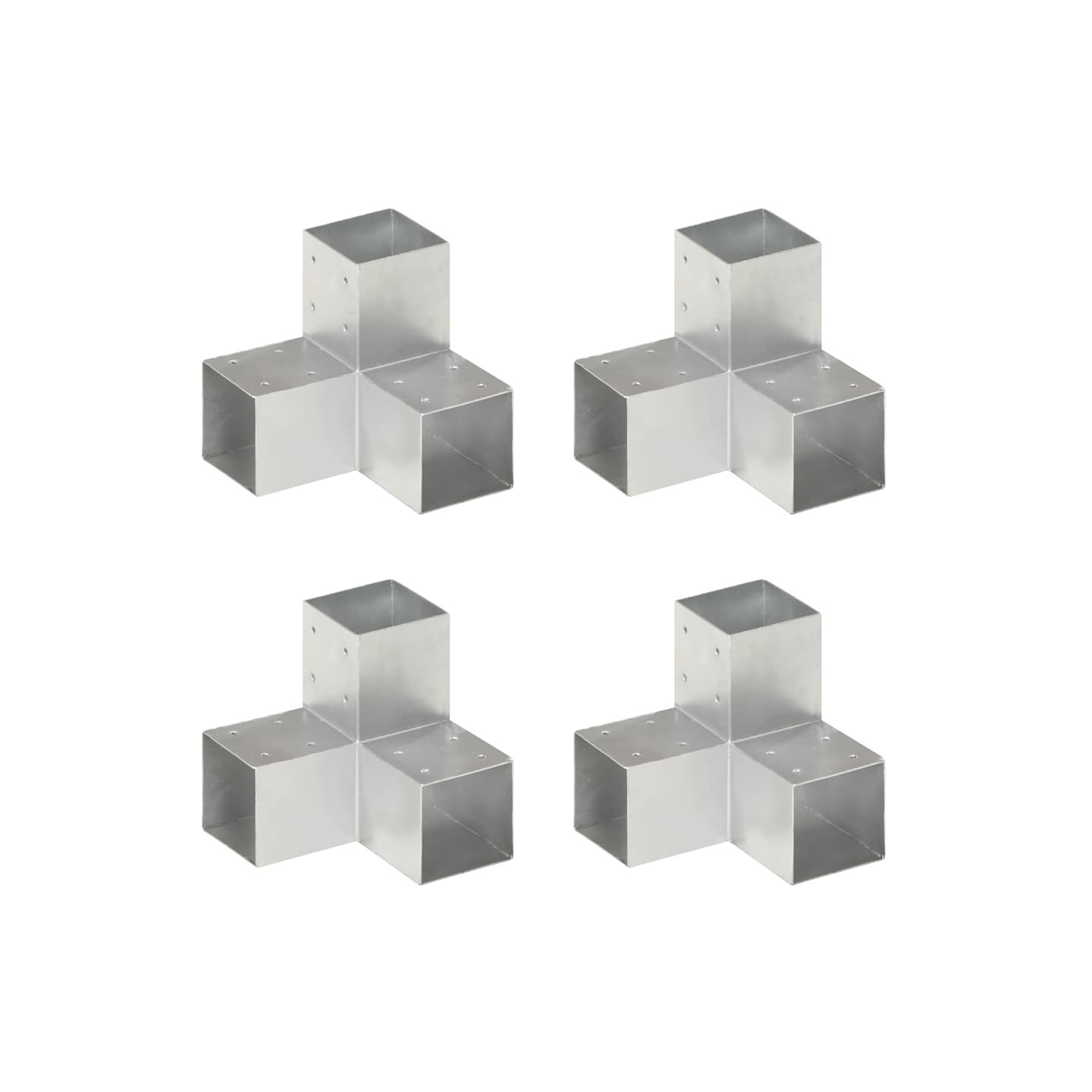 Connecteurs de poteau 4 pcs Forme en Y Métal galvanisé 91x91 mm