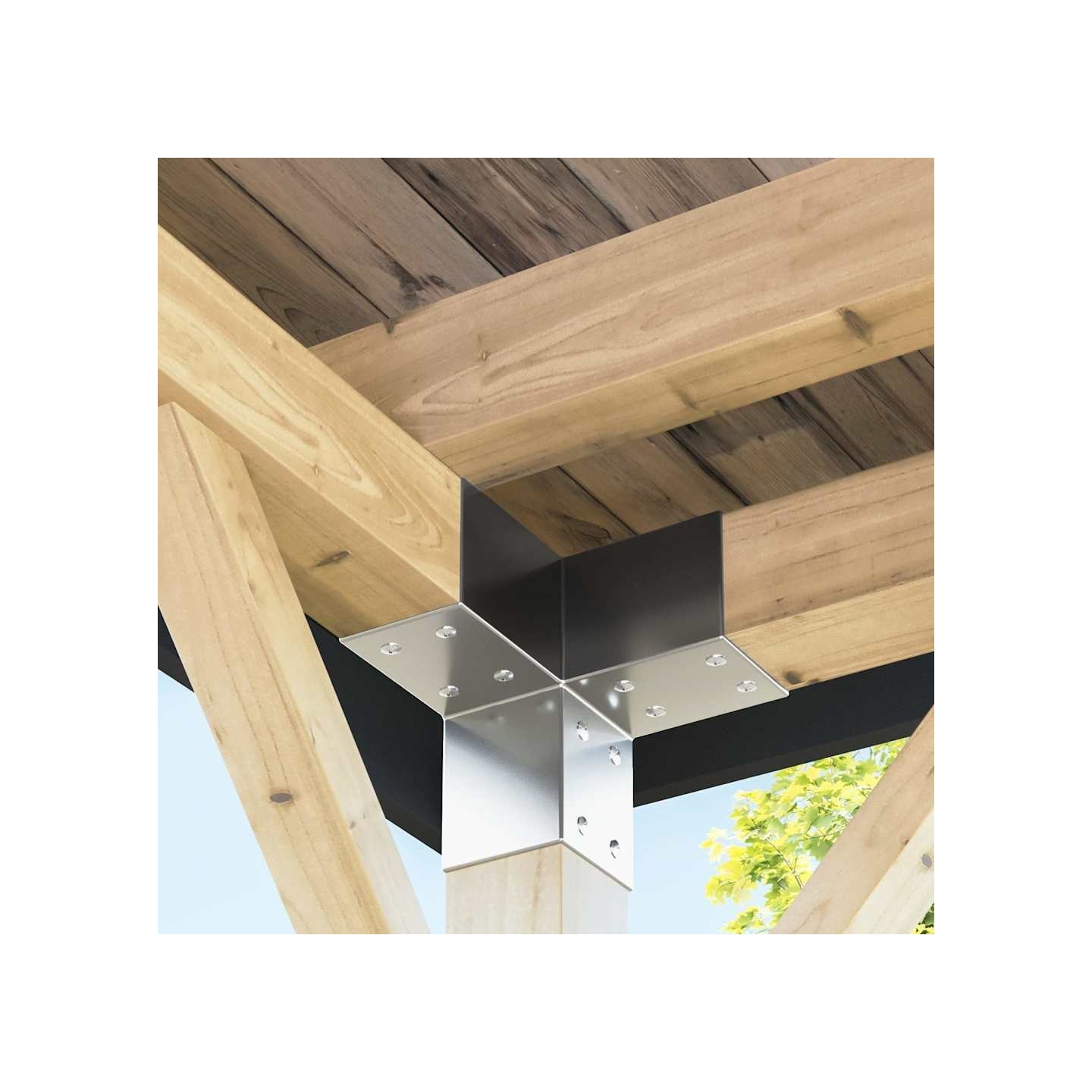 Connecteurs de poteau 4 pcs Forme en Y Métal galvanisé 71x71 mm