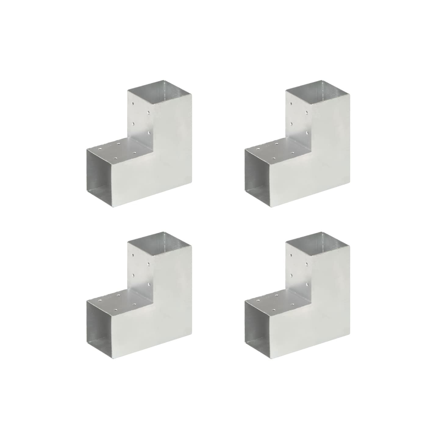 Connecteurs de poteau 4 pcs Forme en L Métal galvanisé 91x91 mm