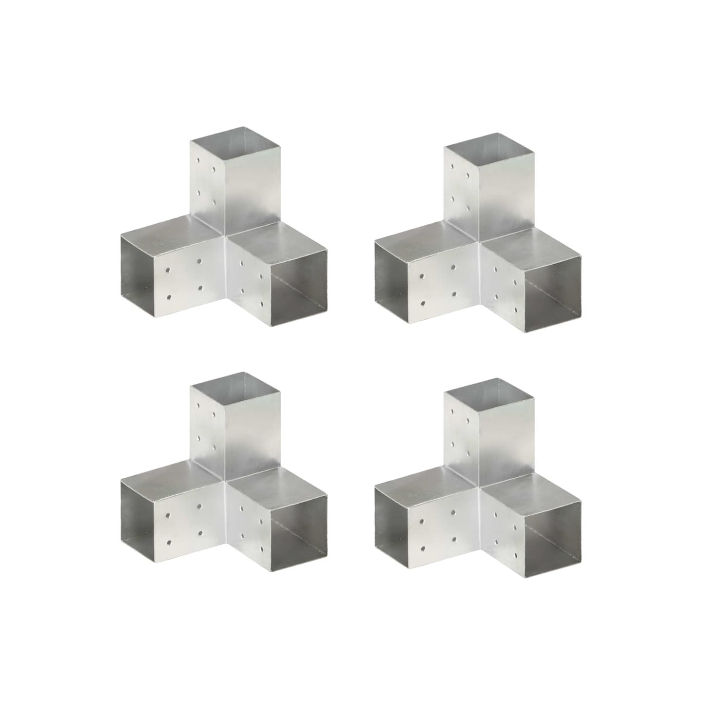 Connecteurs de poteau 4 pcs Forme en Y Métal galvanisé 81x81 mm