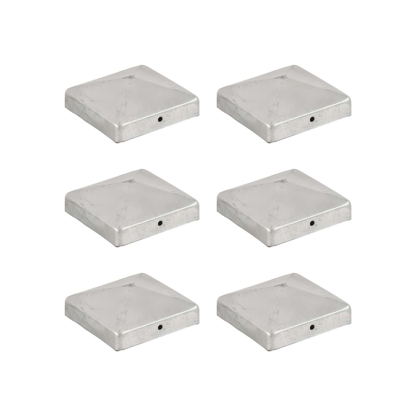 Bouchons de poteau de clôture 6 pcs Métal galvanisé 91x91 mm