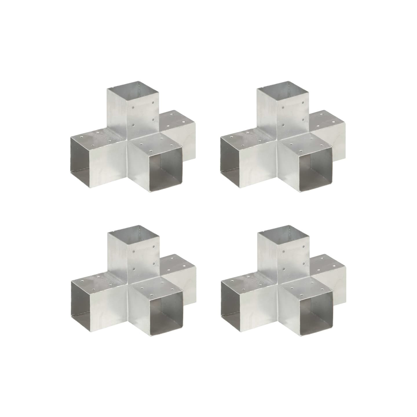 Connecteurs de poteau 4 pcs Forme en X Métal galvanisé 91x91 mm