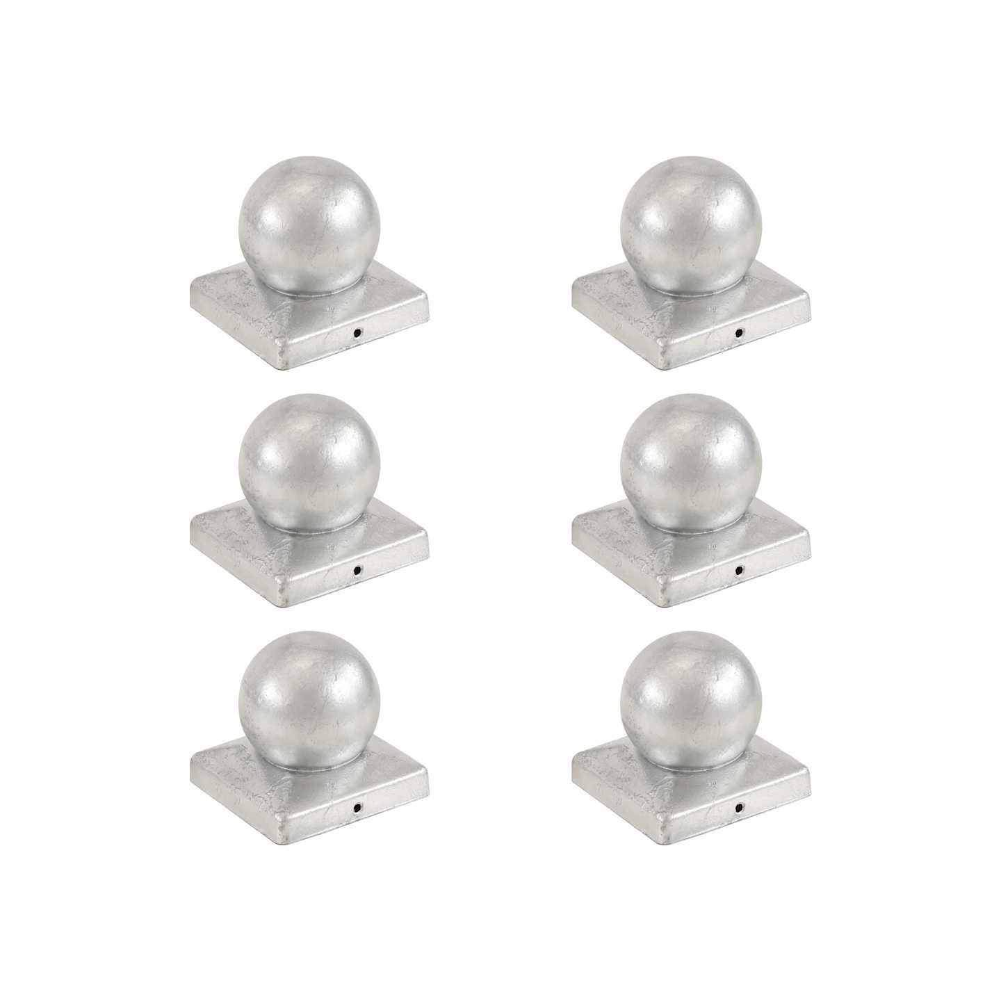 Bouchons de poteau 6 pcs Globe final Métal galvanisé 101x101 mm