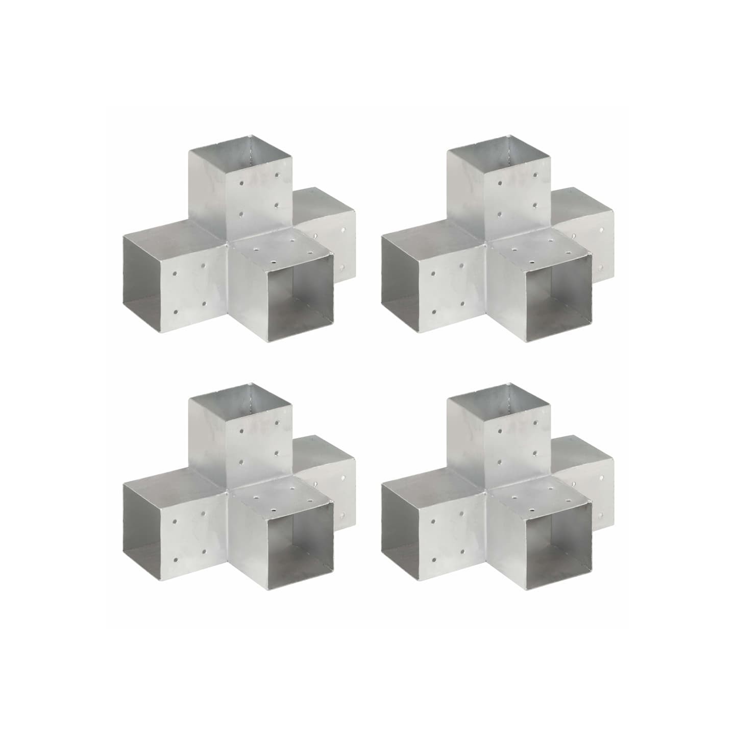 Connecteurs de poteau 4pcs Forme en X Métal galvanisé 101x101mm
