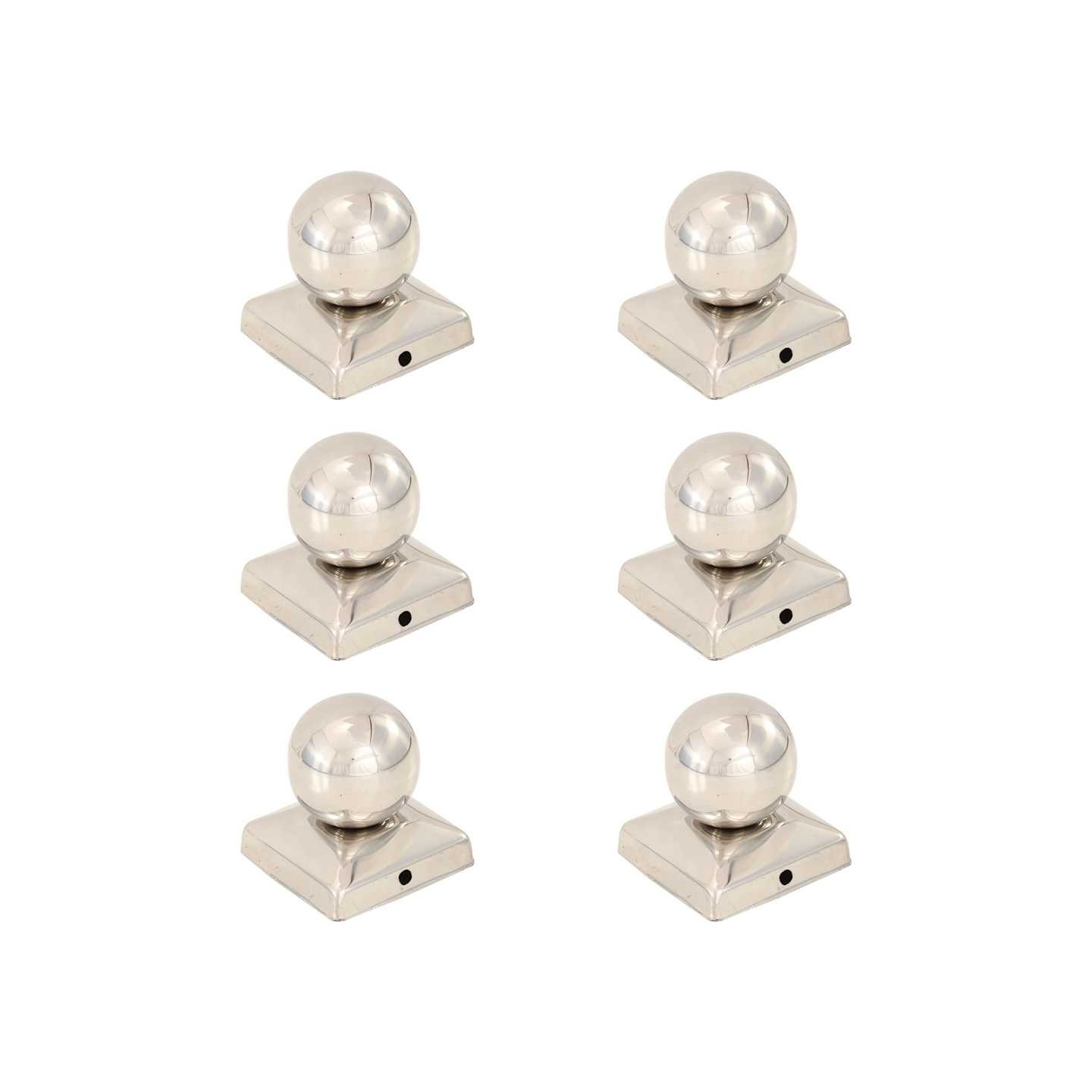 Bouchons de poteau 6 pcs Globe final Acier inoxydable 71x71 mm