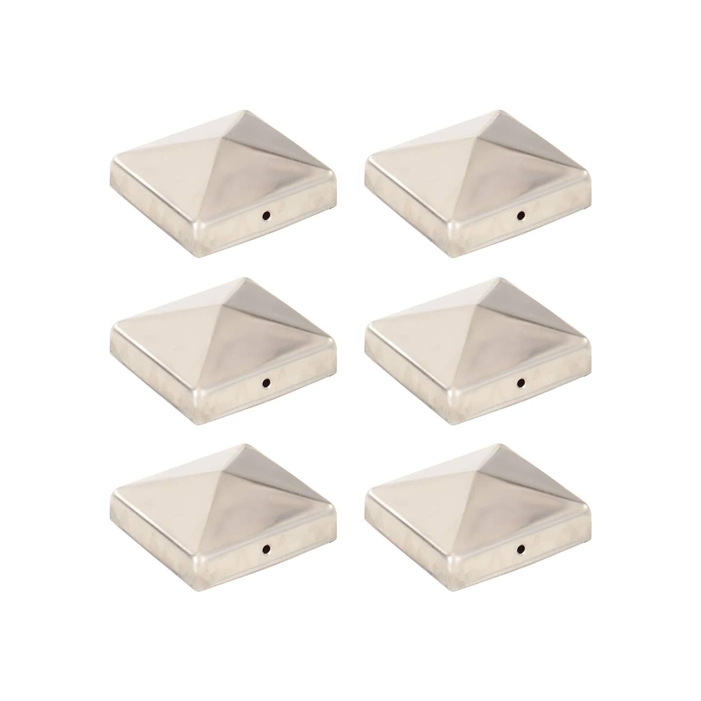 Bouchons de poteau de clôture pyramidaux 6 pcs Inox 81x81 mm