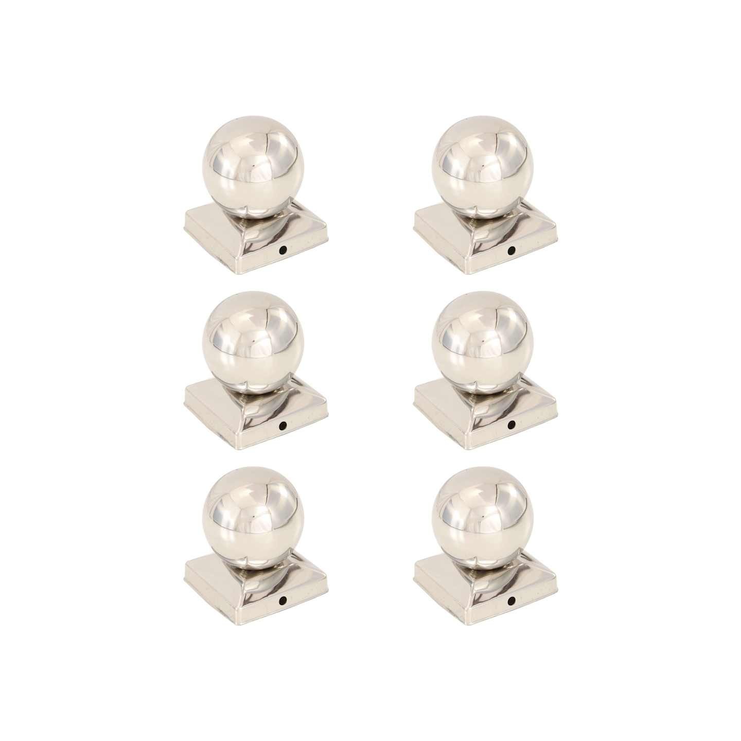 Bouchons de poteau 6 pcs Globe final Acier inoxydable 91x91 mm