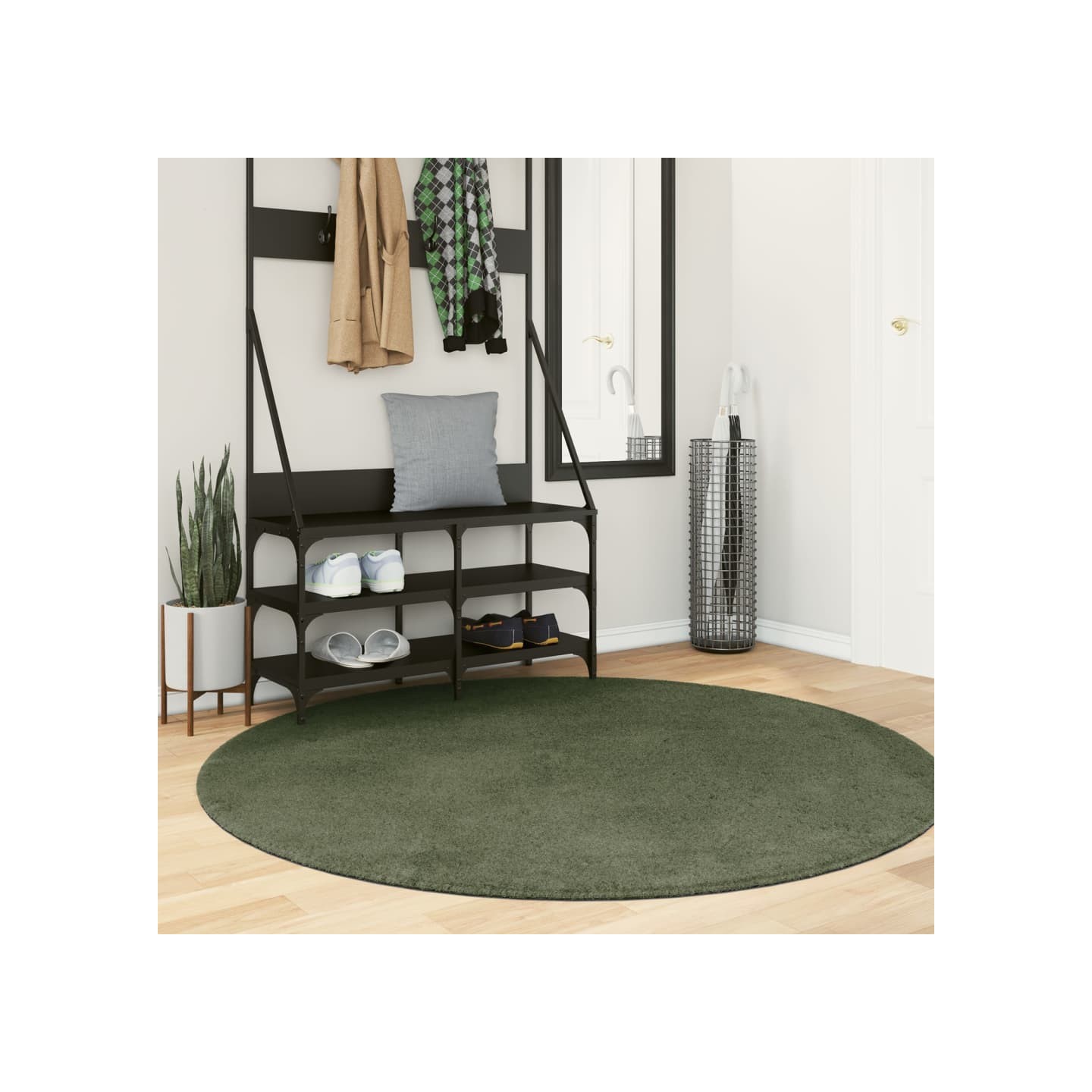 Rug HUARTE Green Ø 160 cm 100% Polyester Plat