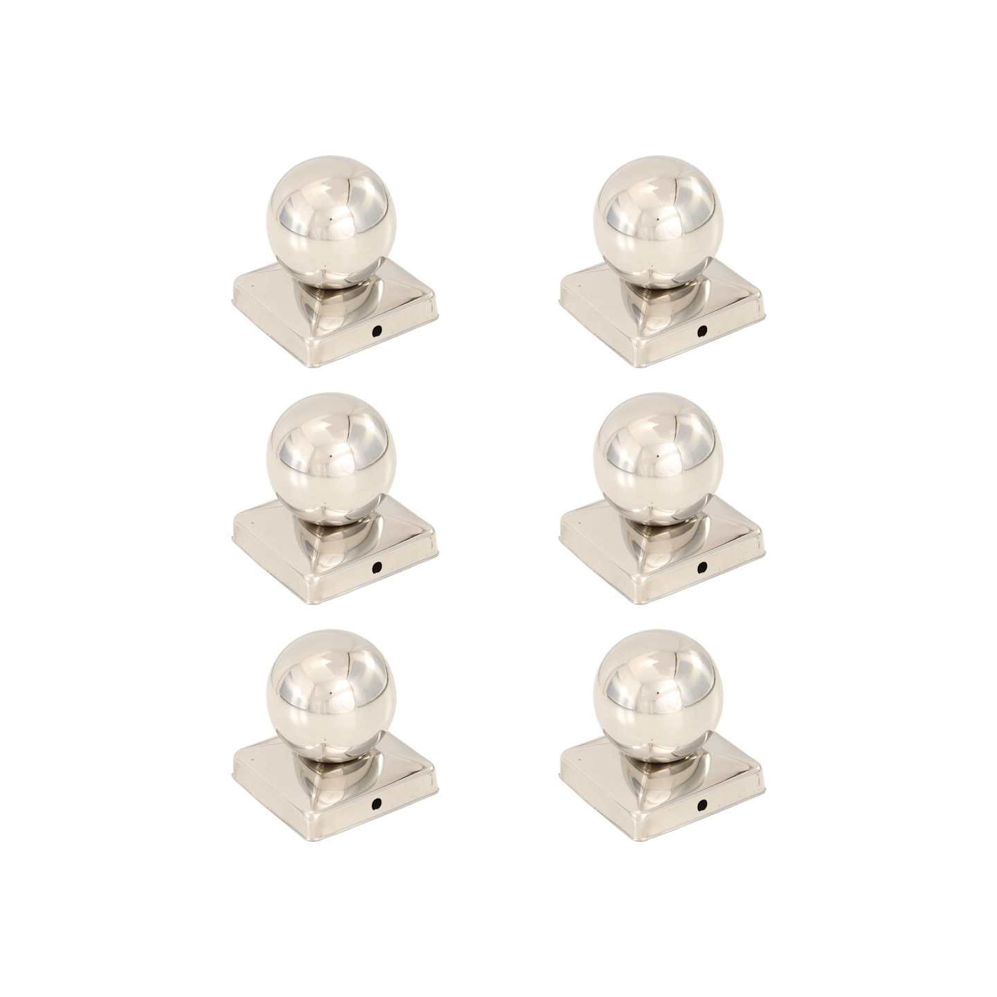 Bouchons de poteau 6 pcs Globe final Acier inoxydable 101x101mm