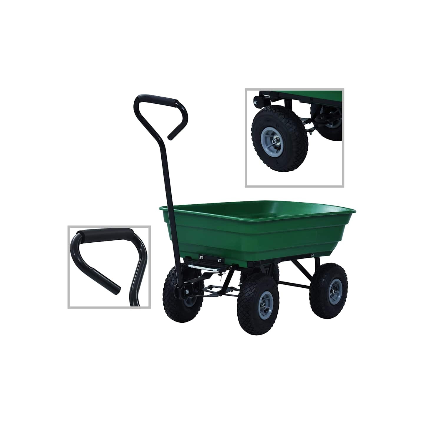 Chariot à main de jardin 300 kg 75 L Vert