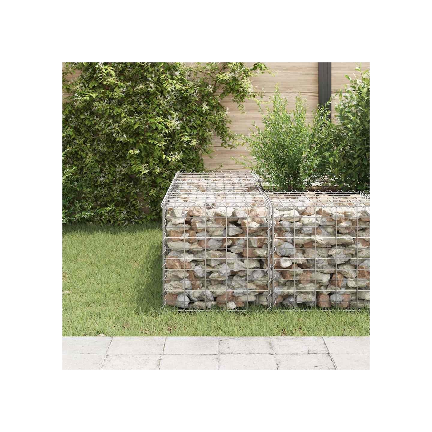 Lit surélevé cube à gabion Fil d'acier 50x50x50 cm
