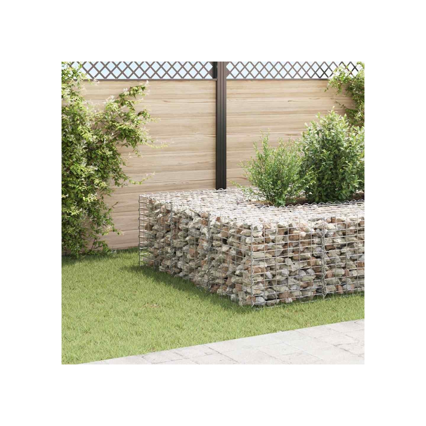 Lit surélevé cube à gabion Fil d'acier 60x60x60 cm