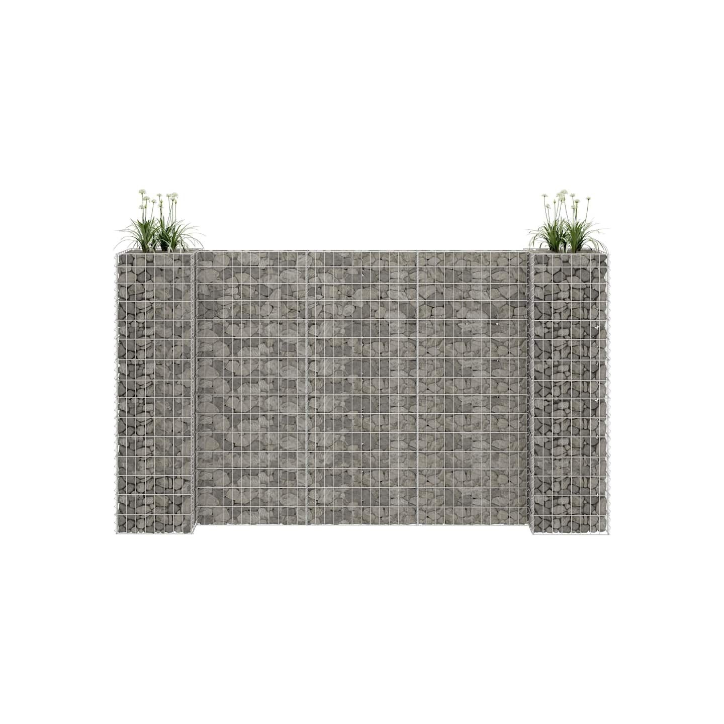Jardinière à gabion en H Fil d'acier 260x40x150 cm