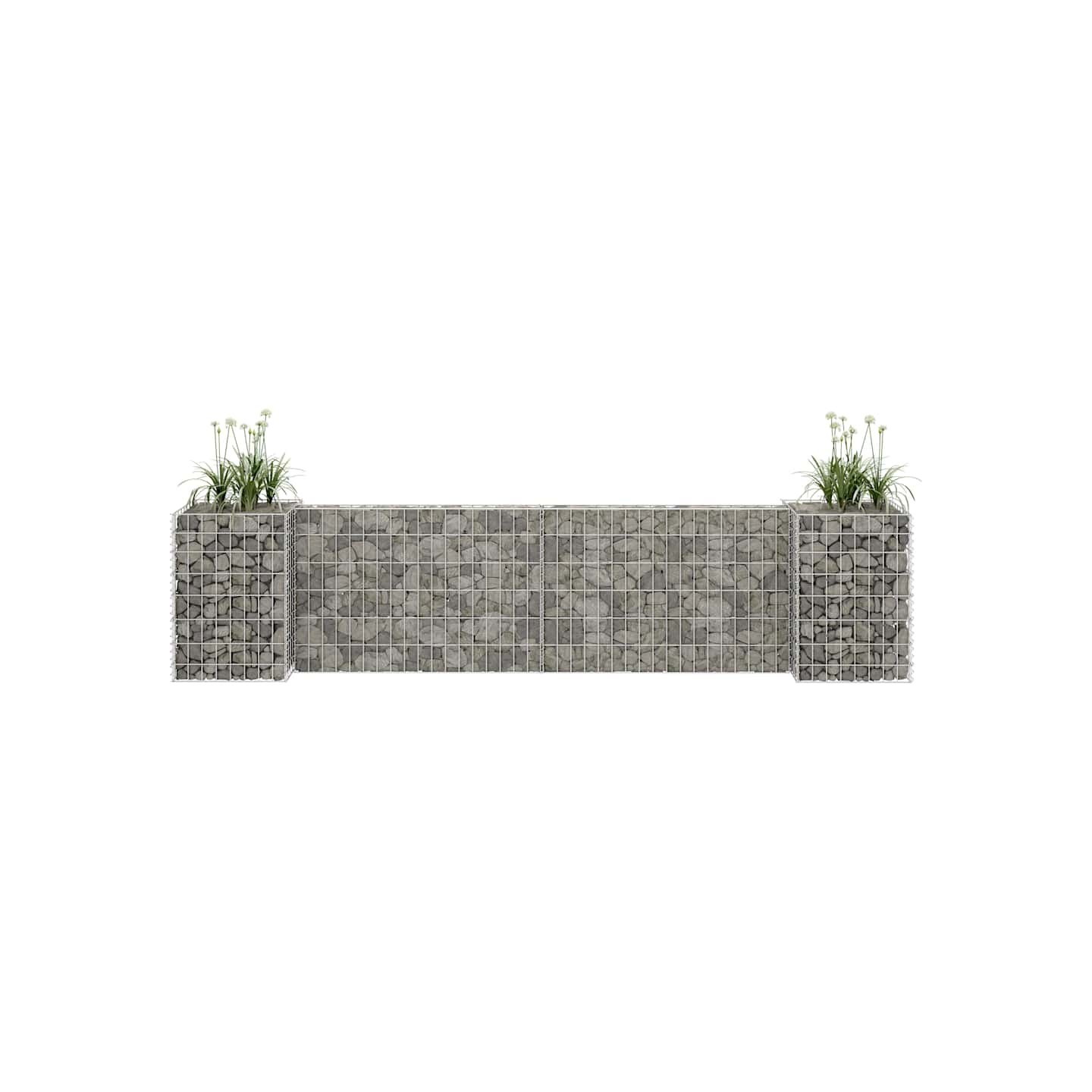 Jardinière à gabion en H Fil d'acier 260x40x60 cm