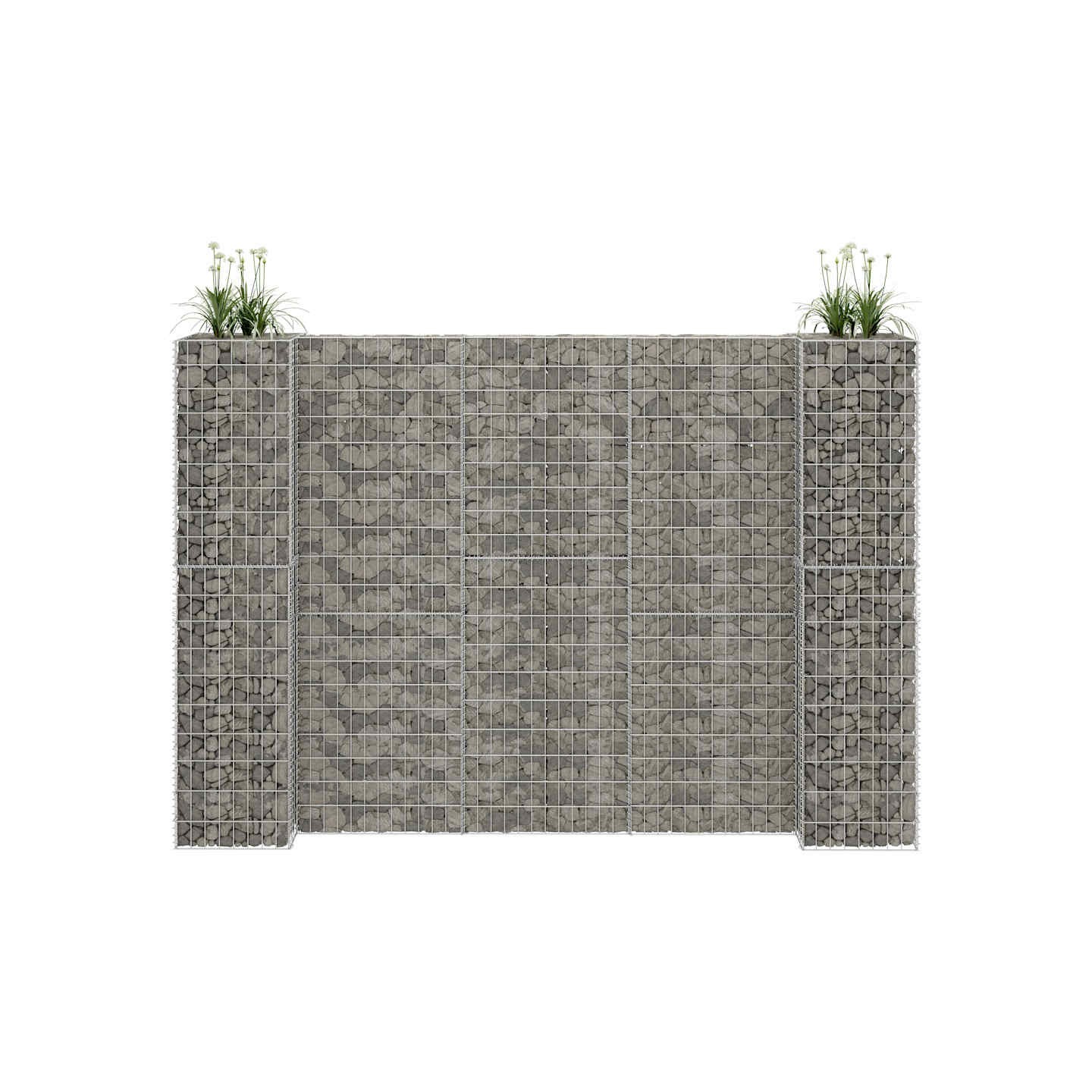 Jardinière à gabion en H Fil d'acier 260x40x200 cm