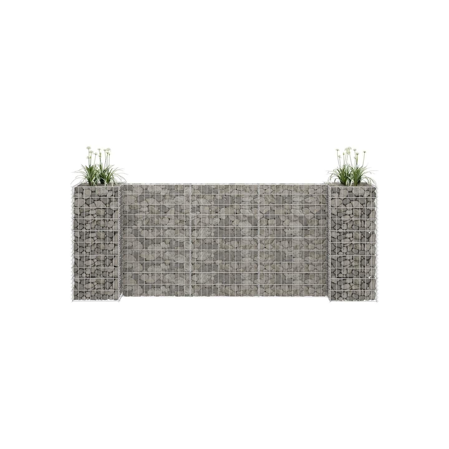 Jardinière à gabion en H Fil d'acier 260x40x100 cm
