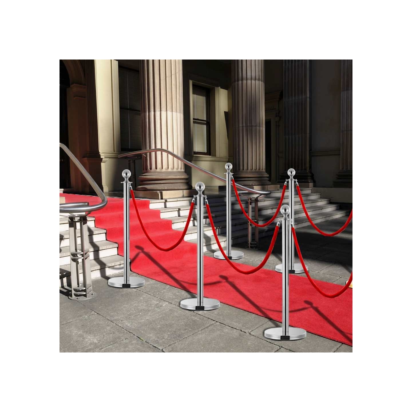 Jeu de barrières de file d'attente VIP 3 pcs Inox Argenté