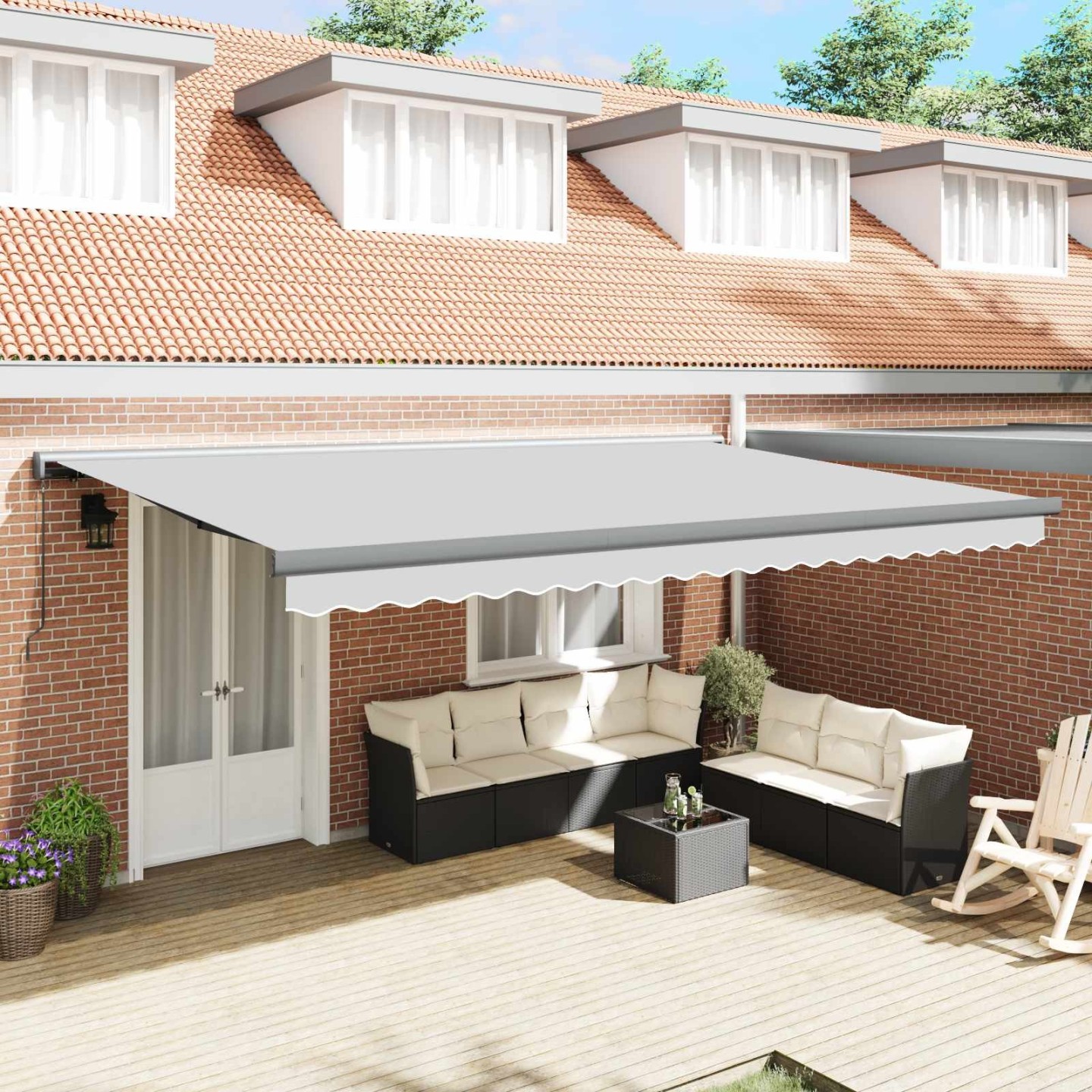 Cadre de auvent manuel 5 x 3 m Anthracite Aluminium thermolaqué
