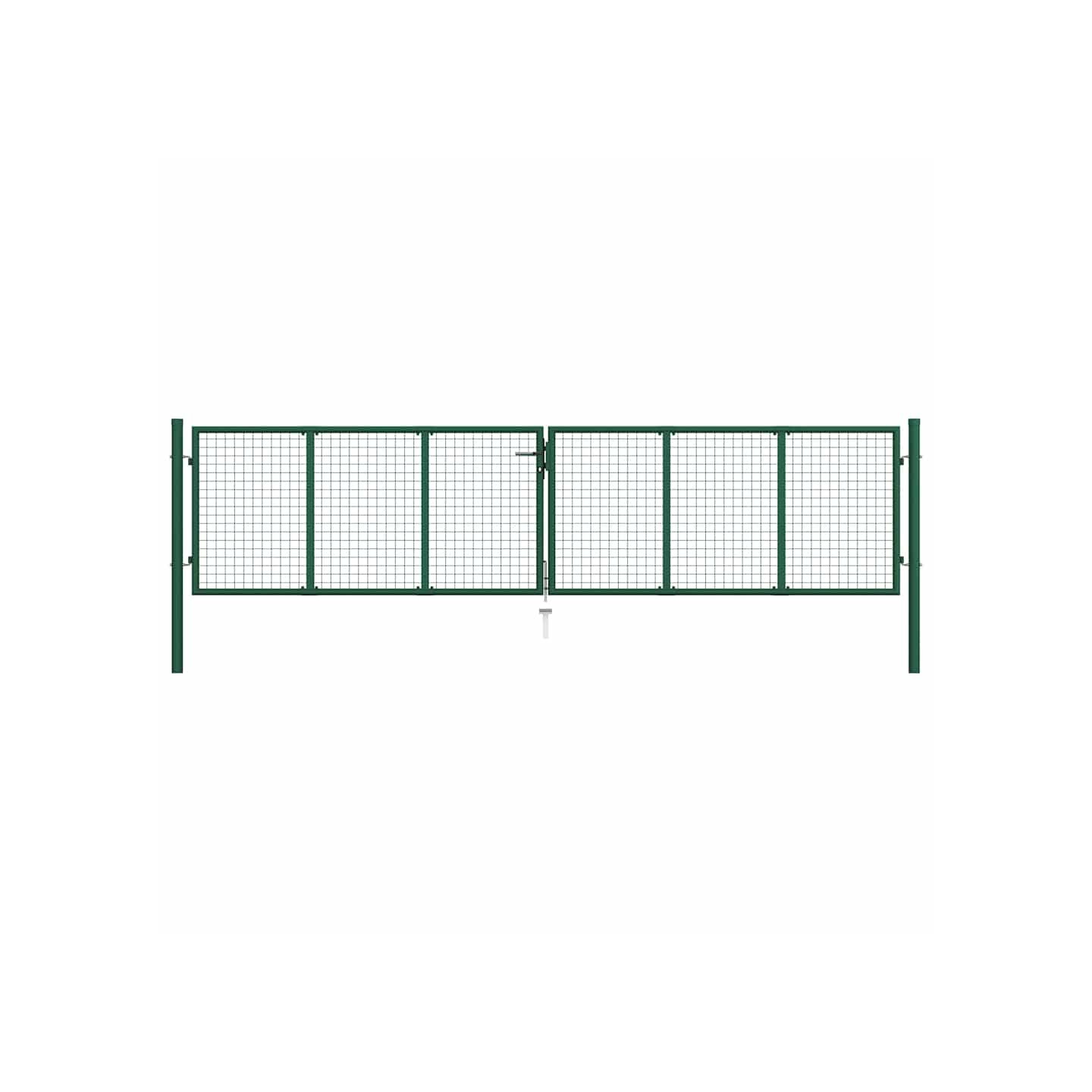 Portail de jardin en acier grillagé 400 x 100 cm vert