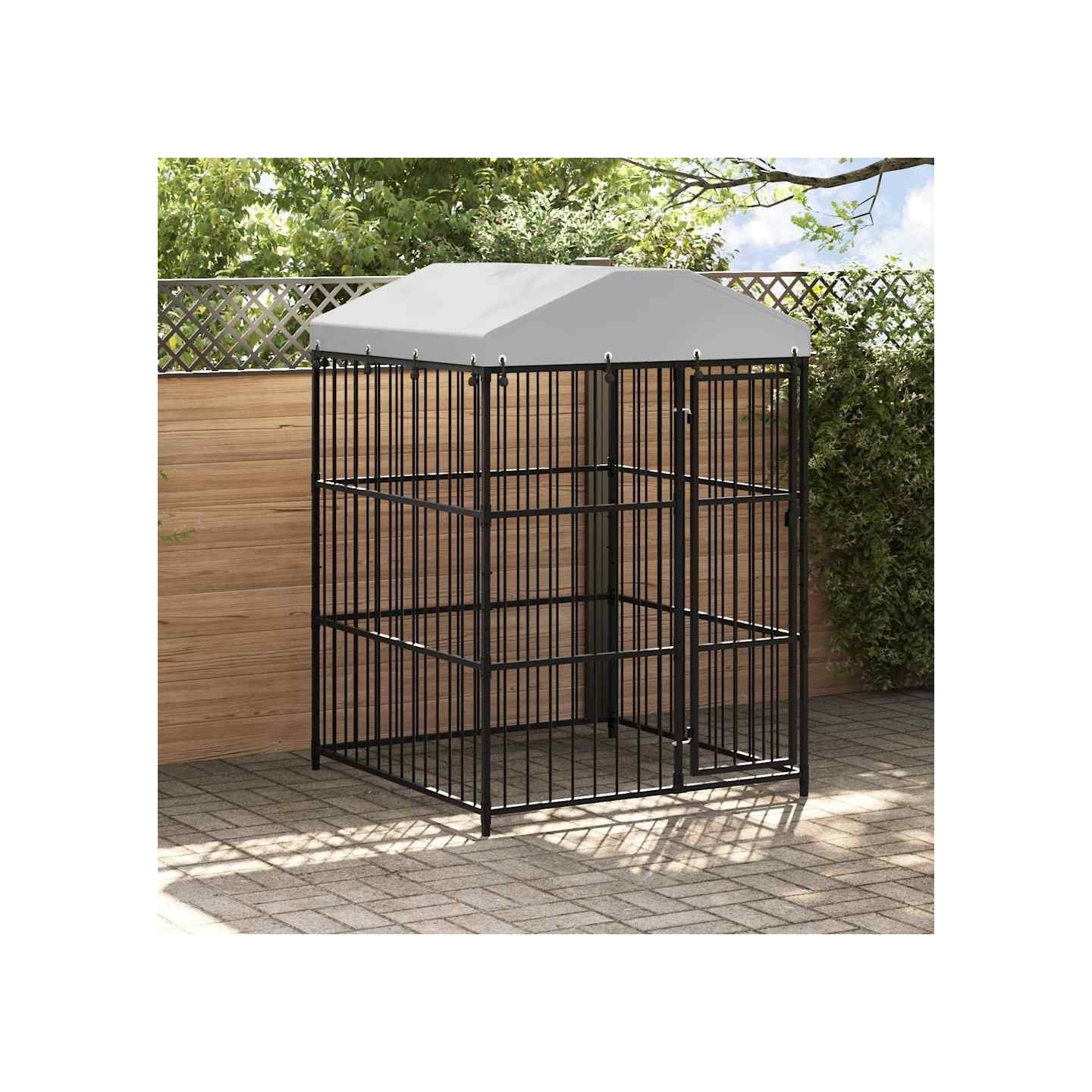Chenil d'extérieur avec toit pour chiens 150x150x210 cm