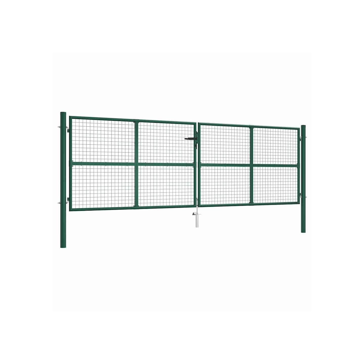 Portail de jardin en acier grillagé 400 x 125 cm vert