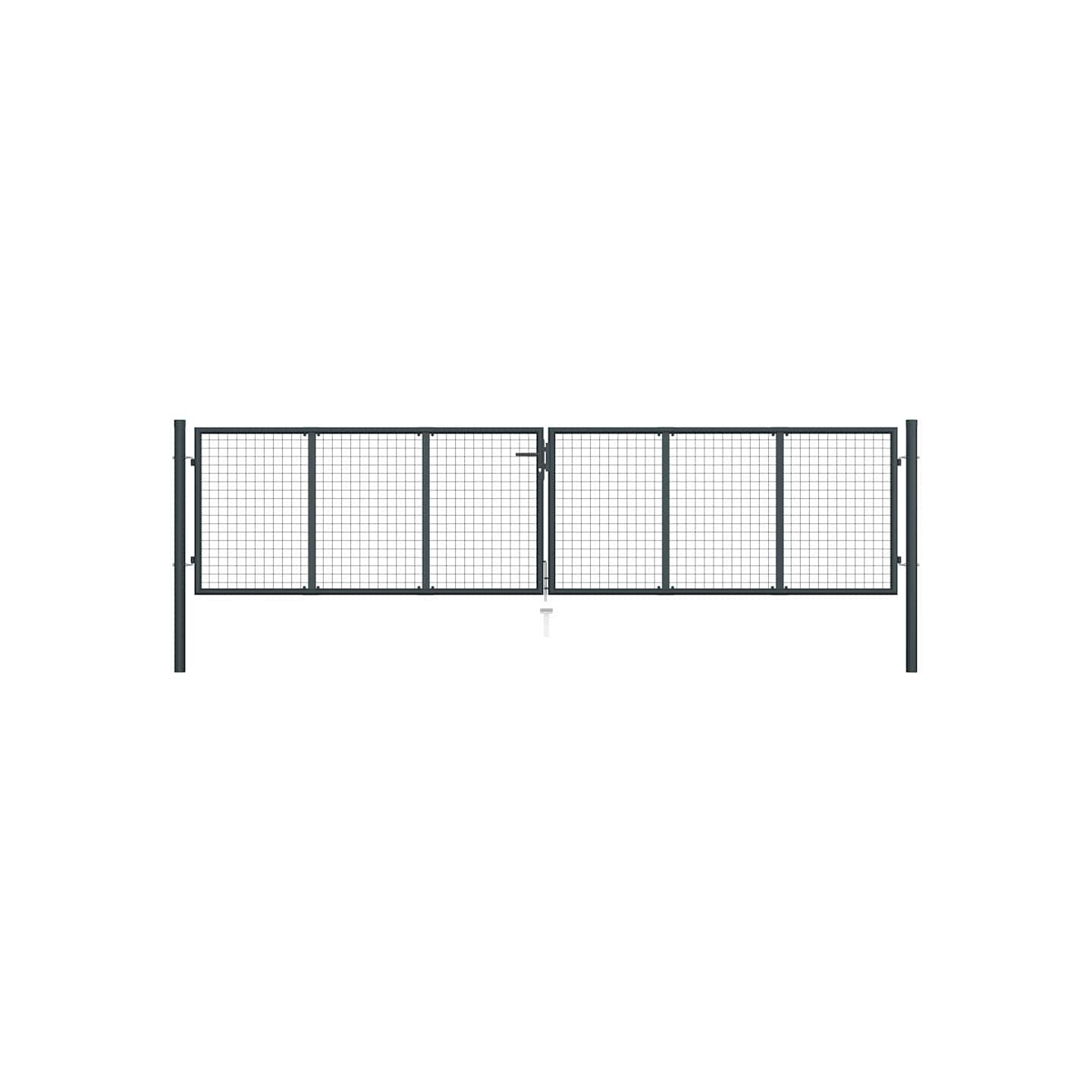 Portail de jardin grillagé en acier galvanisé gris 400 x 100 cm