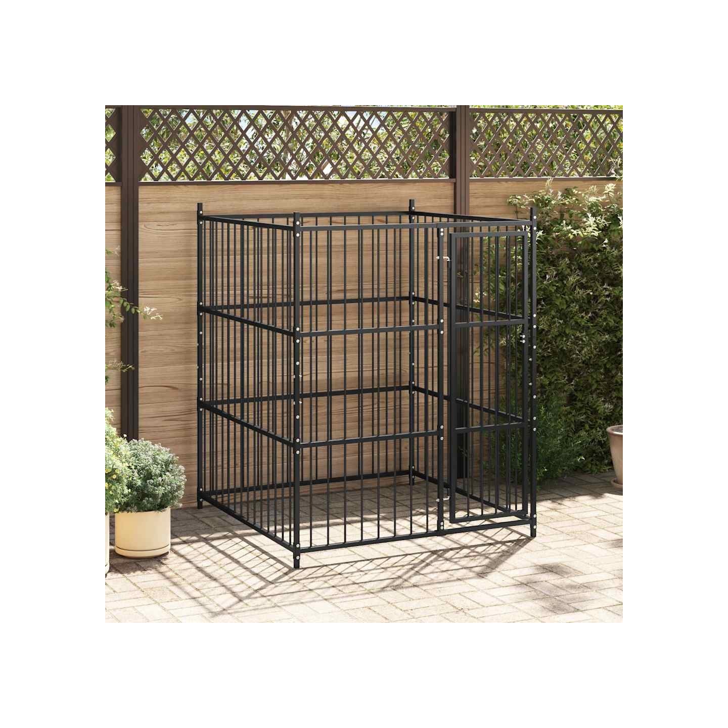 Chenil d'extérieur pour chiens 150 x 150 x 185 cm