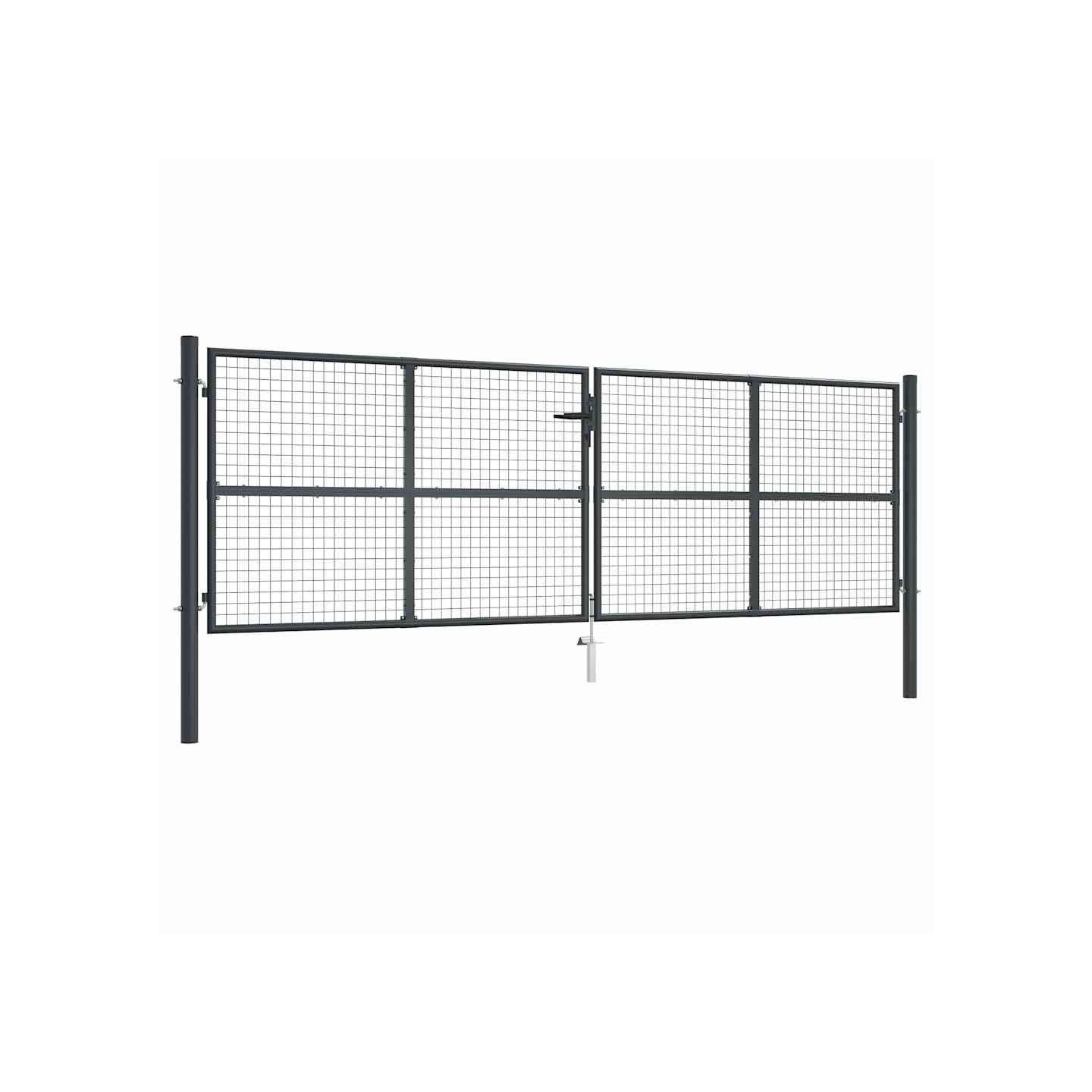 Portail de jardin grillagé en acier galvanisé gris 400 x 125 cm