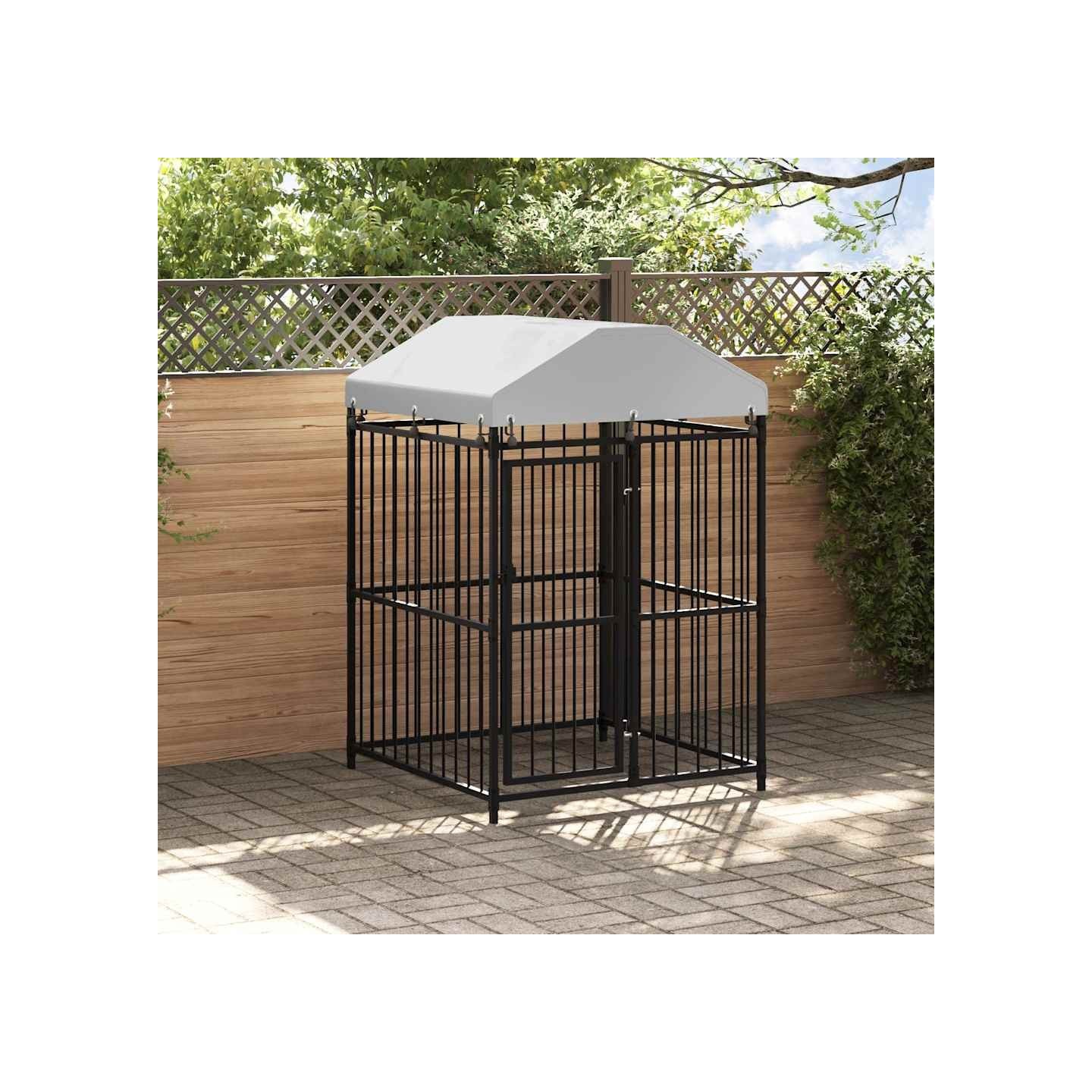 Chenil extérieur avec toit pour chiens 120 x 120 x 150 cm