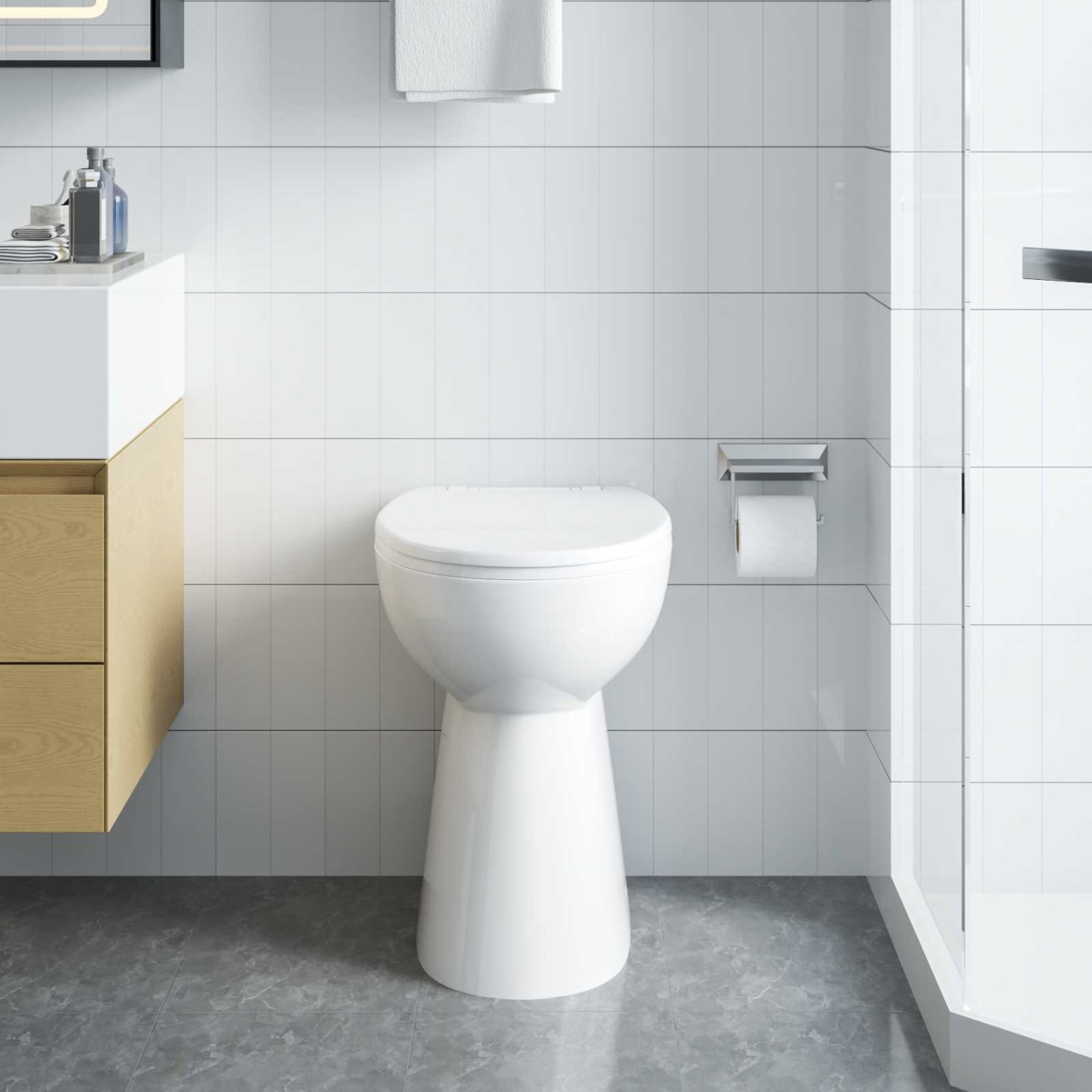 Toilette sans rebord 7cm hauteur supplémentaire Abattant amorti