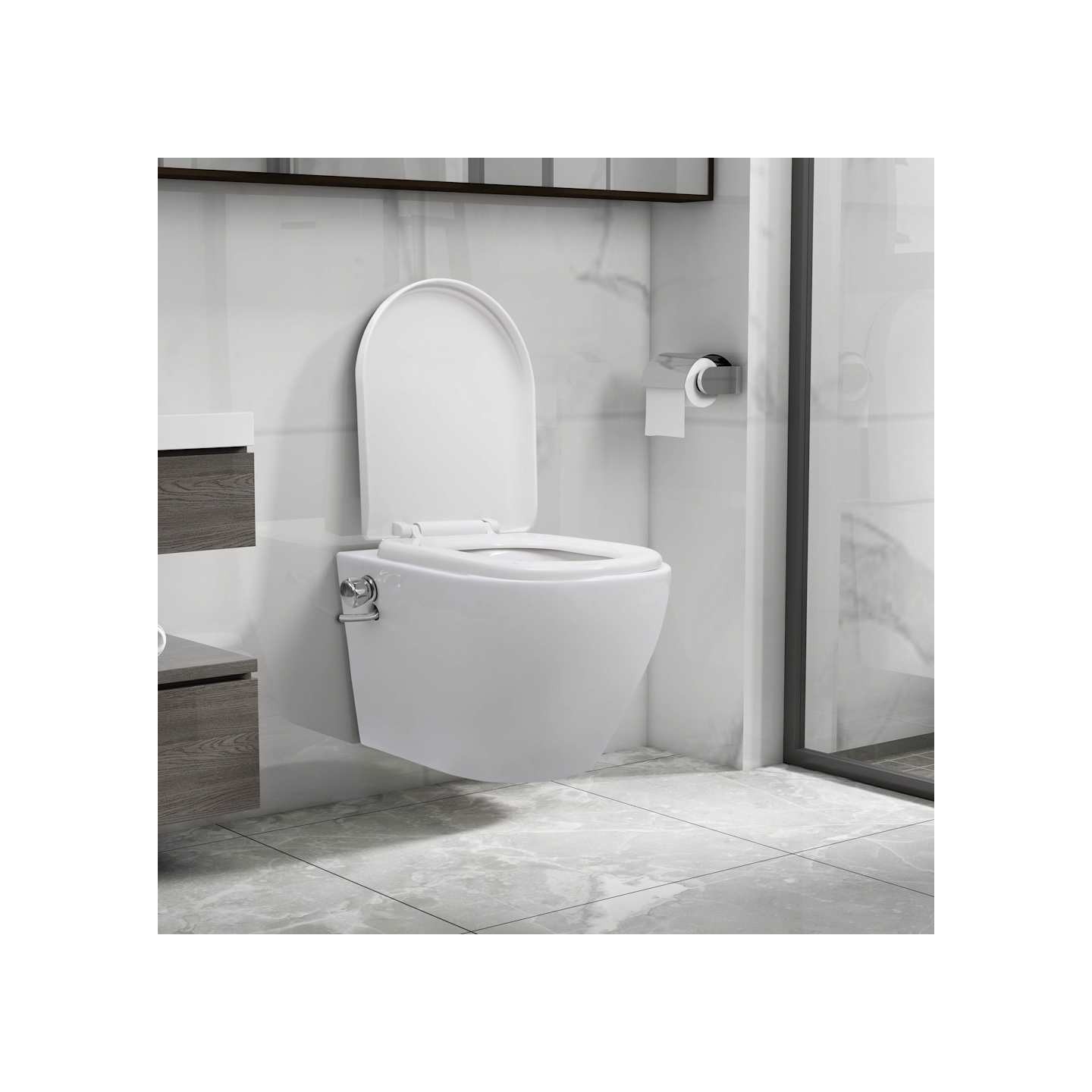 Toilette murale sans bord à fonction de bidet Céramique Blanc