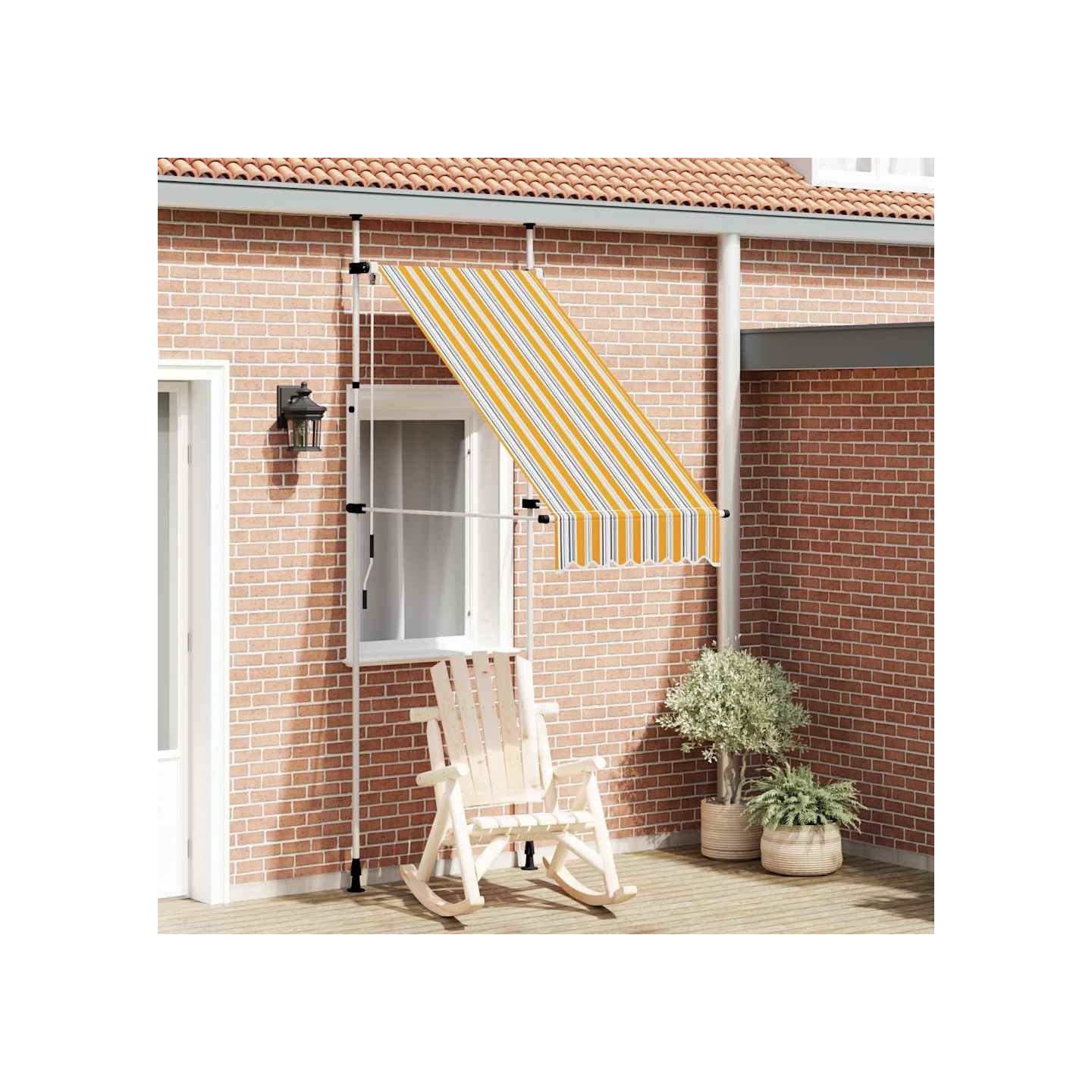 Auvent rétractable manuel 100 cm Rayures jaunes et bleues